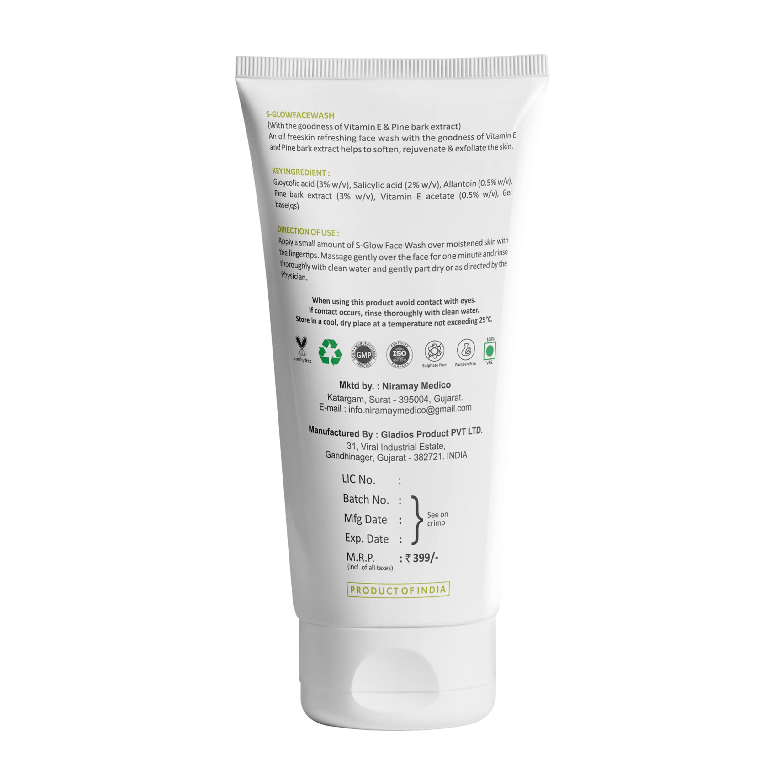 Dextron S Glow Face Wash - Acne & Oily Skin Cleanser for Clear, Bright Skin - Women & Men - Perfect for Daily Skincare Routine & Acne Treatment