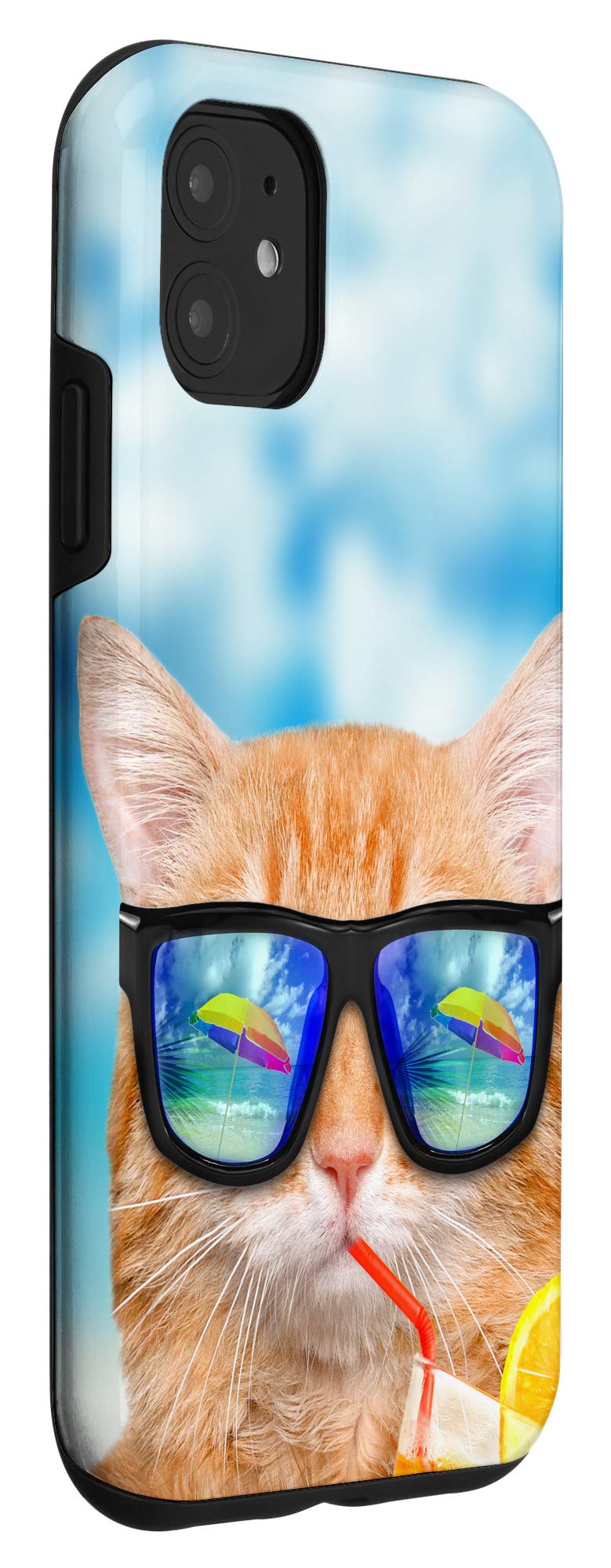 Funny Beach Cat iPhone 11 Case - Cute Protective Phone Cover for iPhone 11 - Perfect for Summer Vacations, Beach Trips & Cat Lovers