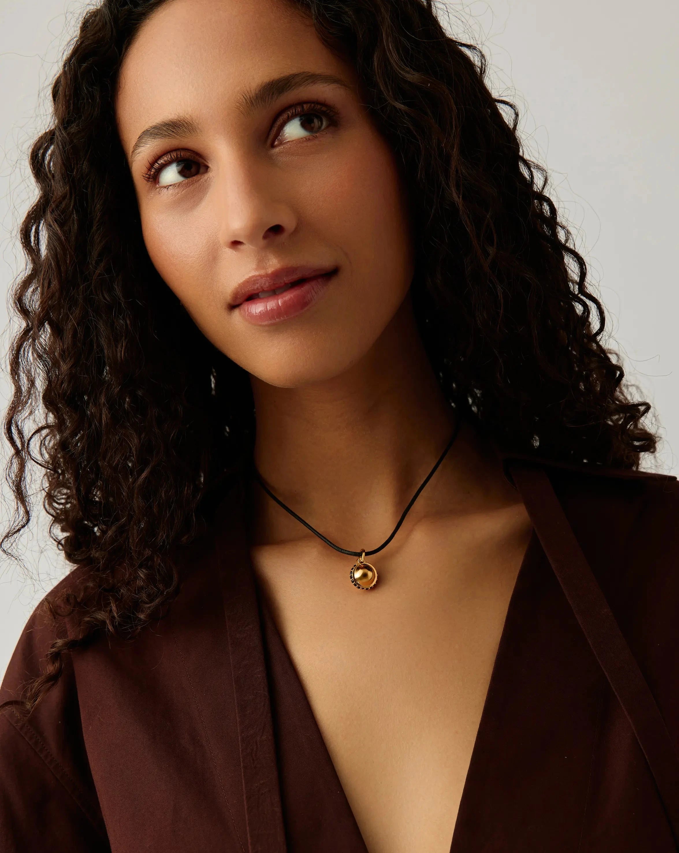 Orb Gemstone Pendant Necklace - 18k Gold Plated Black Spinel Cord Chain | Elegant Jewelry Gift for Women, Perfect for Parties, Weddings & Everyday Wear
