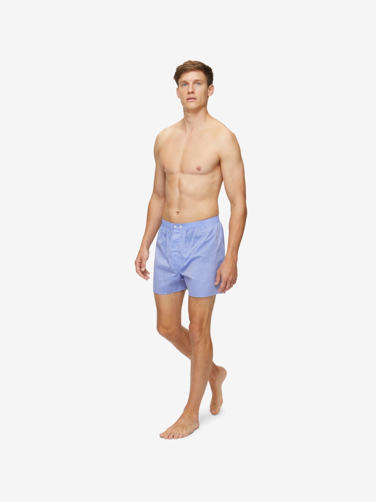 DEREK ROSE Amalfi Cotton Batiste Men's Classic Fit Boxers - Soft Breathable Underwear for Men - Blue - Perfect for Everyday Comfort & Lounge Wear