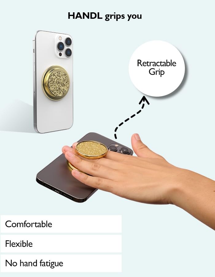 HANDL New York: Black - Handl O x POPL - Phone Grip and Stand for Smartphone, Perfect for Hands-Free Viewing and Secure Grip
