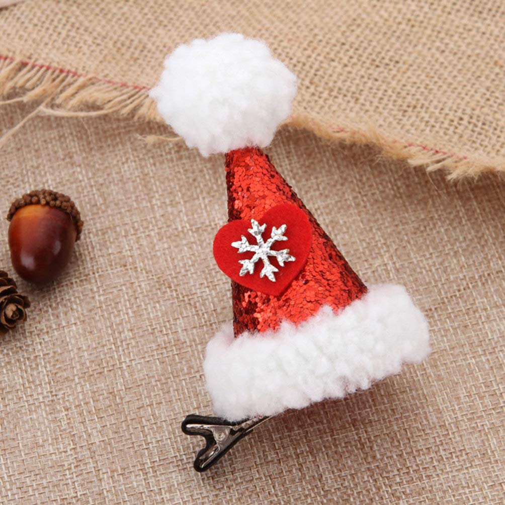 3pcs Christmas Mini Santa Hat Hair Clips with Moustache Bow - Festive Hair Pins & Barrettes for Kids & Baby - Perfect for Holiday Parties, Christmas Photos & Costume Accessories (Random Color)