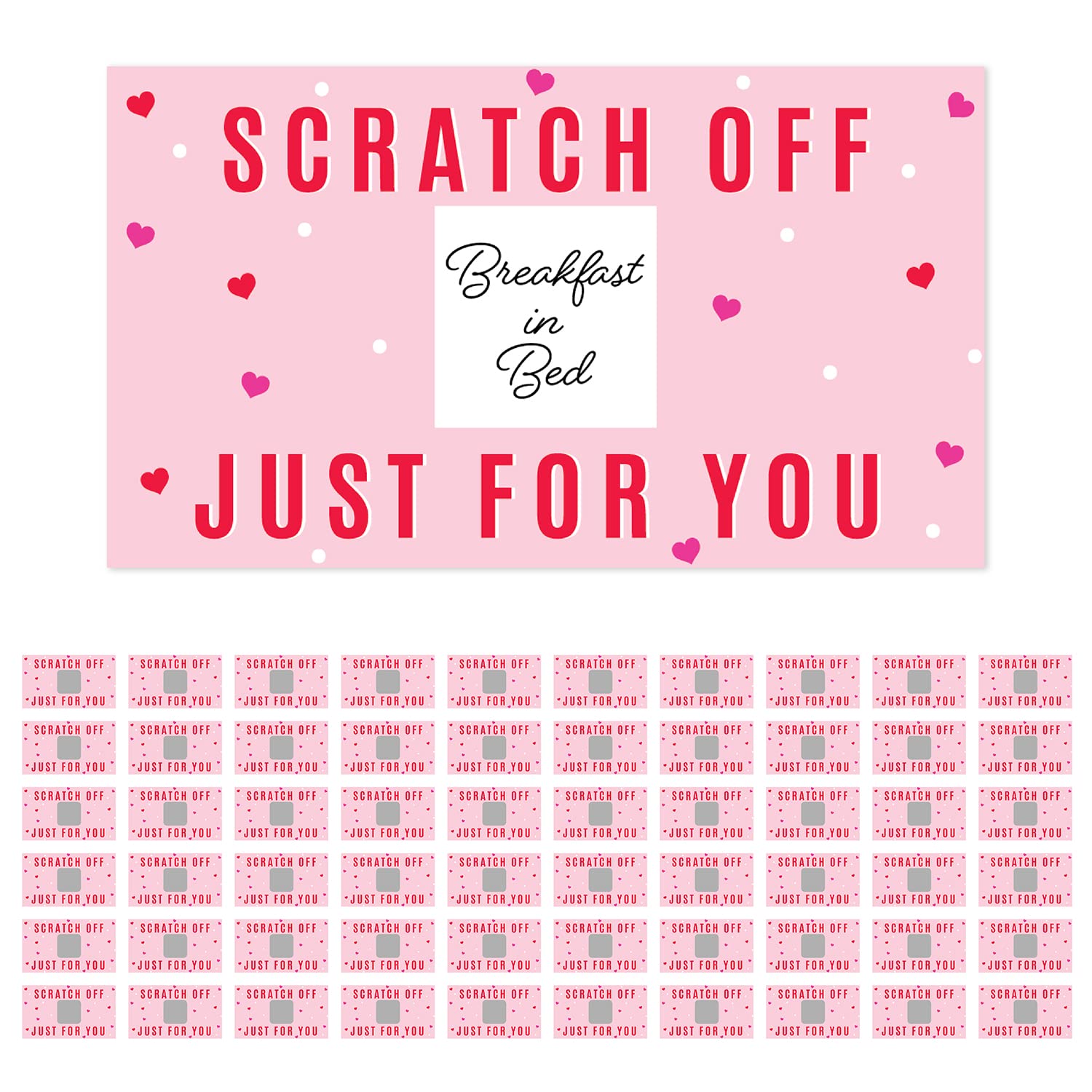 Andaz Press 60 Pre-Printed DIY Pink & Red Hearts Date Night Scratch Off Cards - Romantic Couples Game for Valentine's Day, Anniversary & Relationship Building - Fun Gift Idea for Boyfriend, Girlfriend & Married Couples - Perfect for Date Nights, Surprise Adventures & Quality Time Together