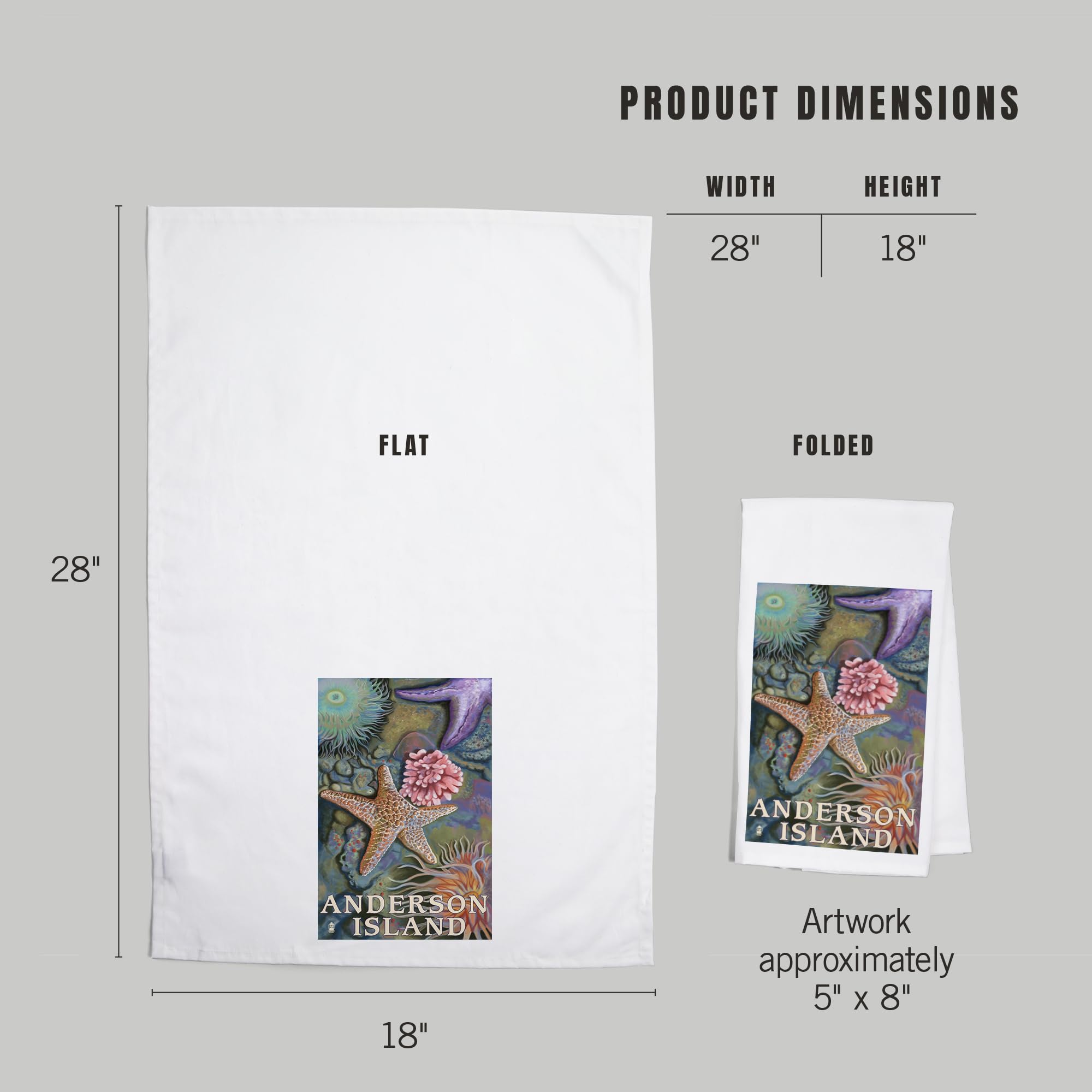 **Lantern Press Anderson Island WA Tidepools - 100% Cotton Tea Towel, Decorative Hand Towel for Kitchen & Home - Perfect for Dish Drying, Gift Giving & Coastal Decor**