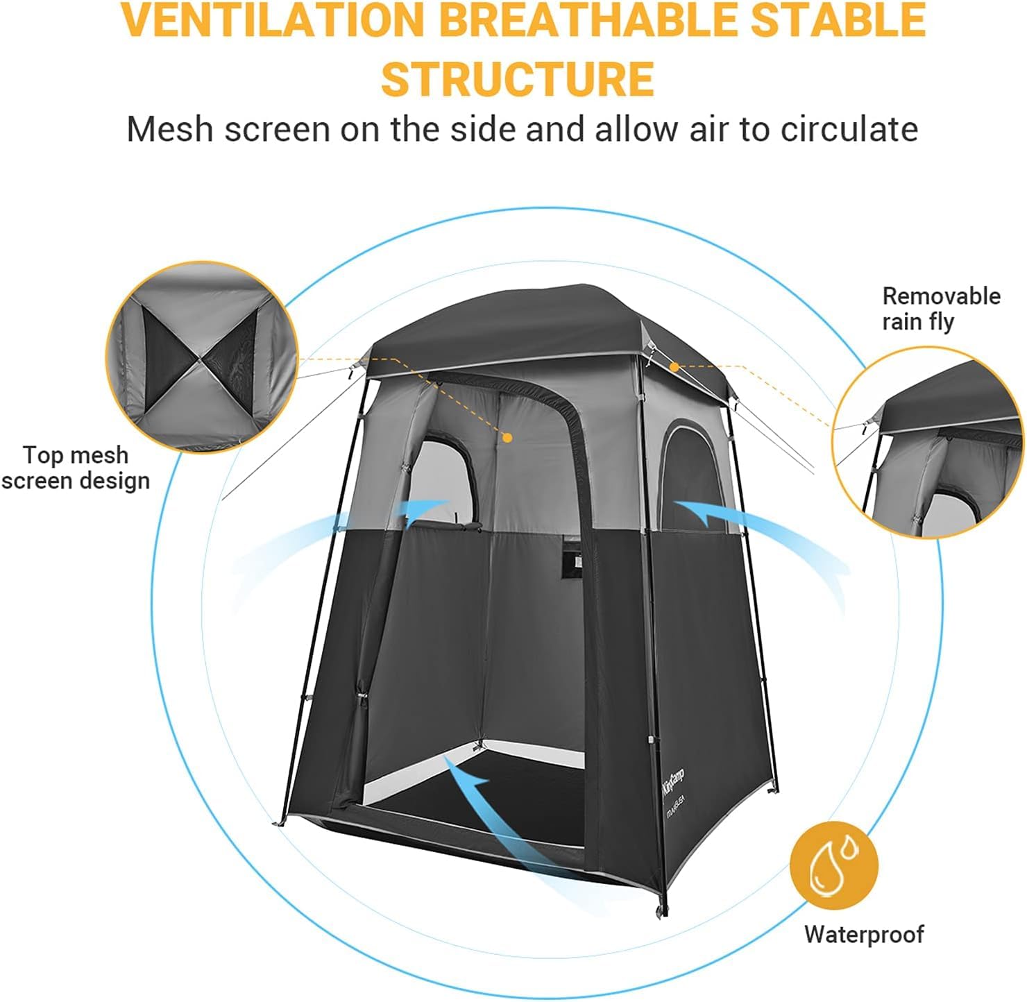 KingCamp Portable Camping Shower Tent with Waterproof Shower Bag - Outdoor Privacy Shelter for Camping, Beach, Hiking & Backpacking
