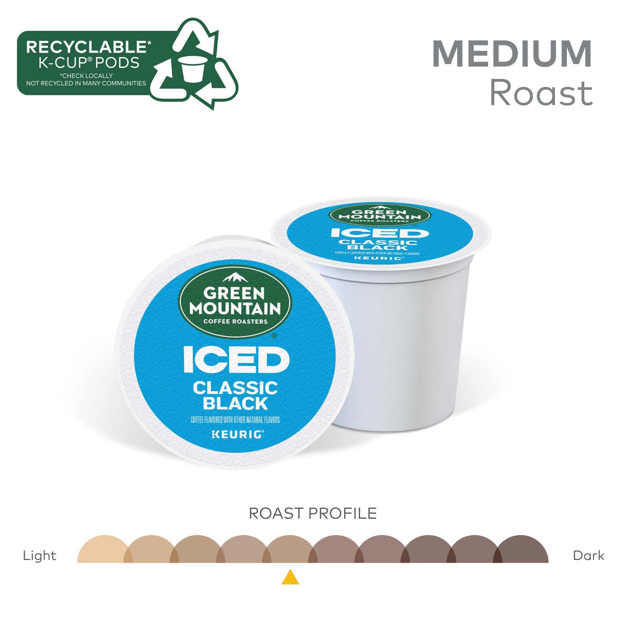 Green Mountain Coffee Roasters ICED Classic Black K-Cup Pods - Medium Roast Iced Coffee for Keurig Brewers (72 Count) | Perfect for Summer Refreshment, Office Break or Iced Coffee Lovers
