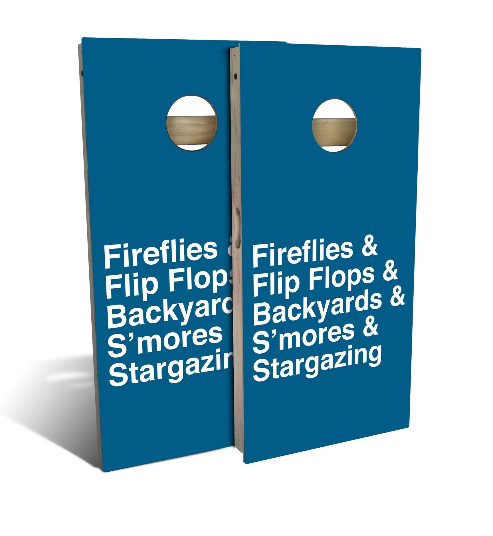 Premium Fireflies Helvetica Cornhole Game Set - 2 Boards & 8 Bean Bags - Customizable Size & Accessories - Outdoor Lawn Games for Backyard, Tailgating & BBQ Parties