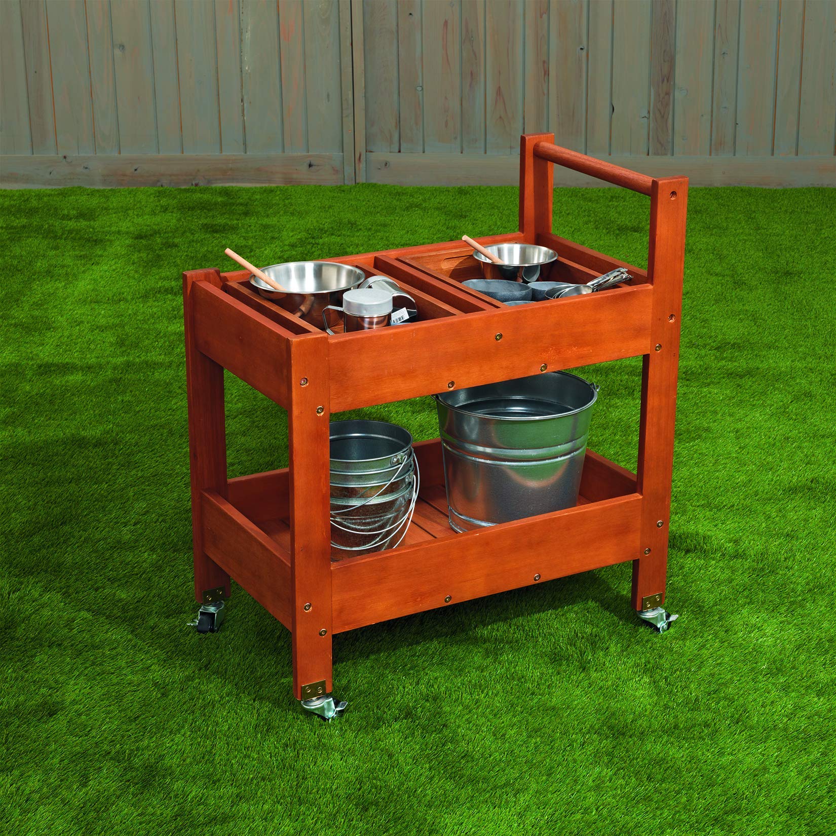 Heavy-Duty Rolling Storage Cart with Handle - Outdoor Utility Cart for Learning, Crafts & Active Play | Portable Organizer for Patio, Garden & Classroom Use