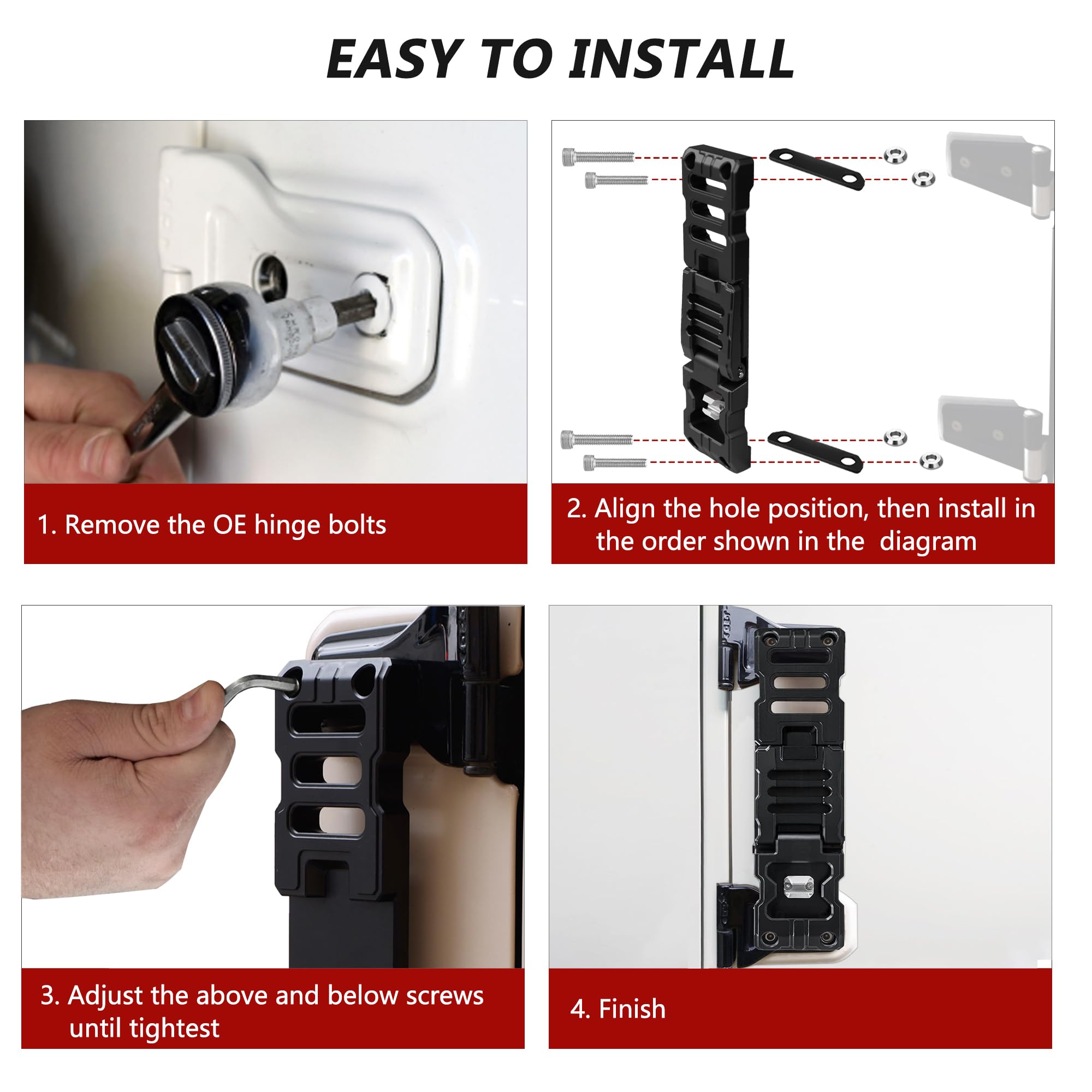 Jeep Wrangler JK JKU JL JLU Gladiator JT 2007-2023 Aluminum Alloy Folding Door Hinge Step with Bottle Opener - 1 Pack - Perfect for Roof Access & Outdoor Adventures
