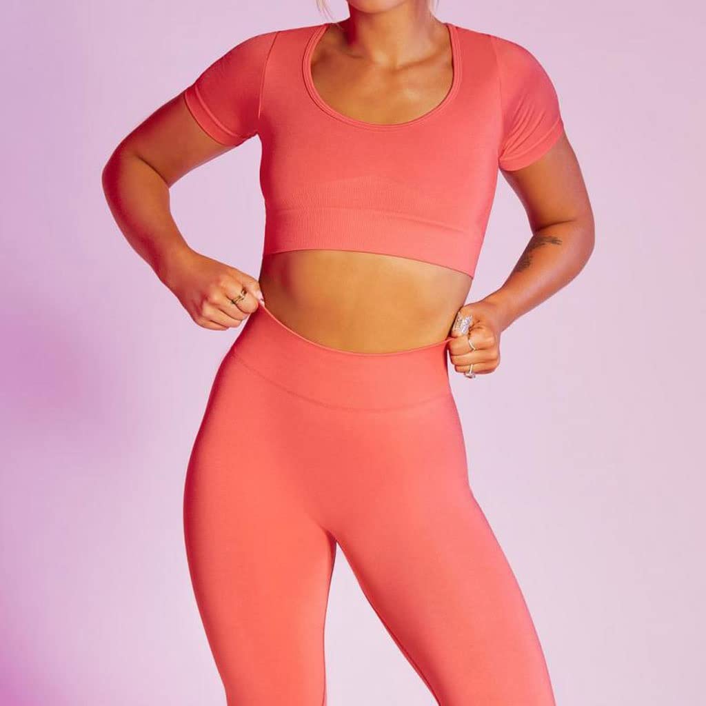 CCBUY Women's Seamless Yoga Set - High Waist Leggings & Sports Bra 2 Piece Workout Outfit for Gym, Running, Pilates - Comfortable & Breathable (Color: A, Size: Small) | Perfect for Yoga, Fitness Training & Casual Wear