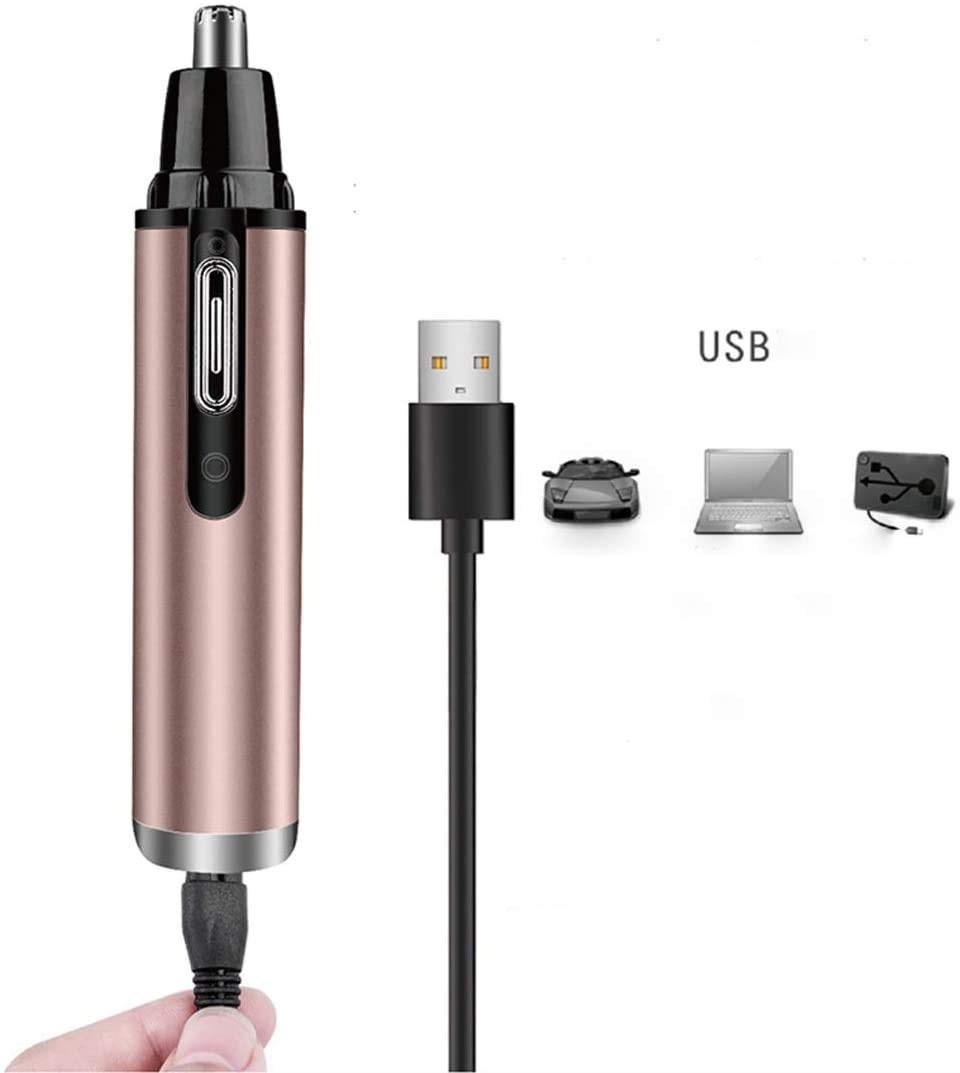 Professional USB Rechargeable Eyebrow & Facial Hair Trimmer for Men & Women - Waterproof Double-Edge Stainless Steel Blade - Rose Gold | Perfect for Travel, Grooming & Personal Care