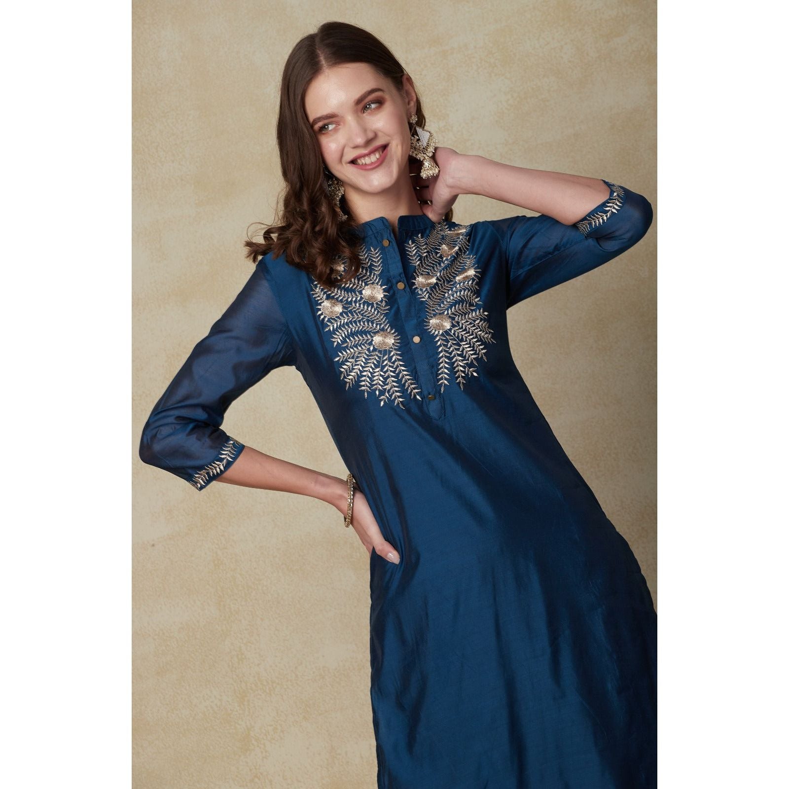 Elegant Teal Blue & Grey Indian Kurta Set for Women | Festive Ethnic Wear | Perfect for Diwali, Weddings & Special Occasions