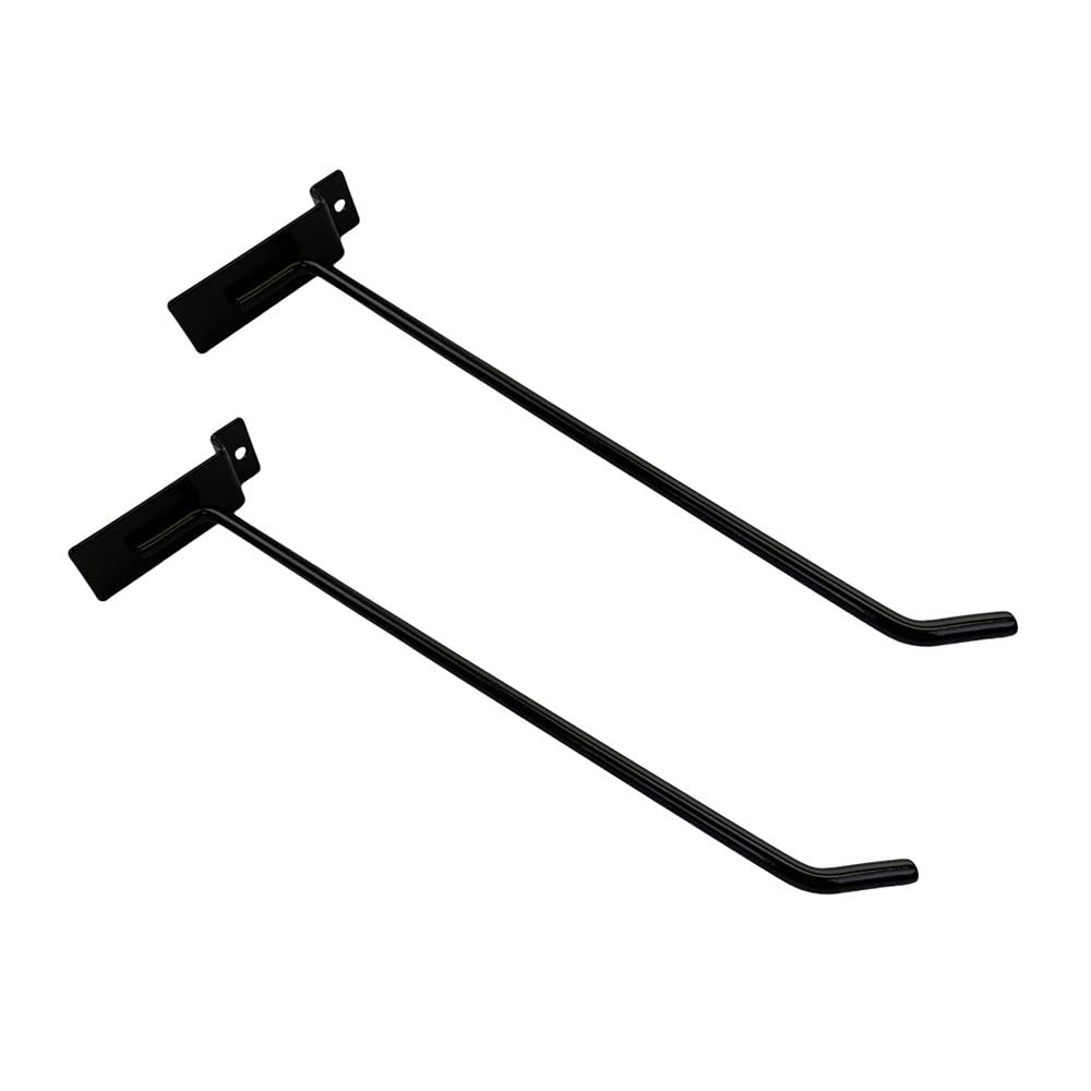 Prolinemax 24 Pack 10 Inch Black Slatwall Hooks - Heavy Duty Metal Retail Display Hangers for Store Shelving & Wall Organization - Perfect for Clothing, Accessories, and Home Decor Display