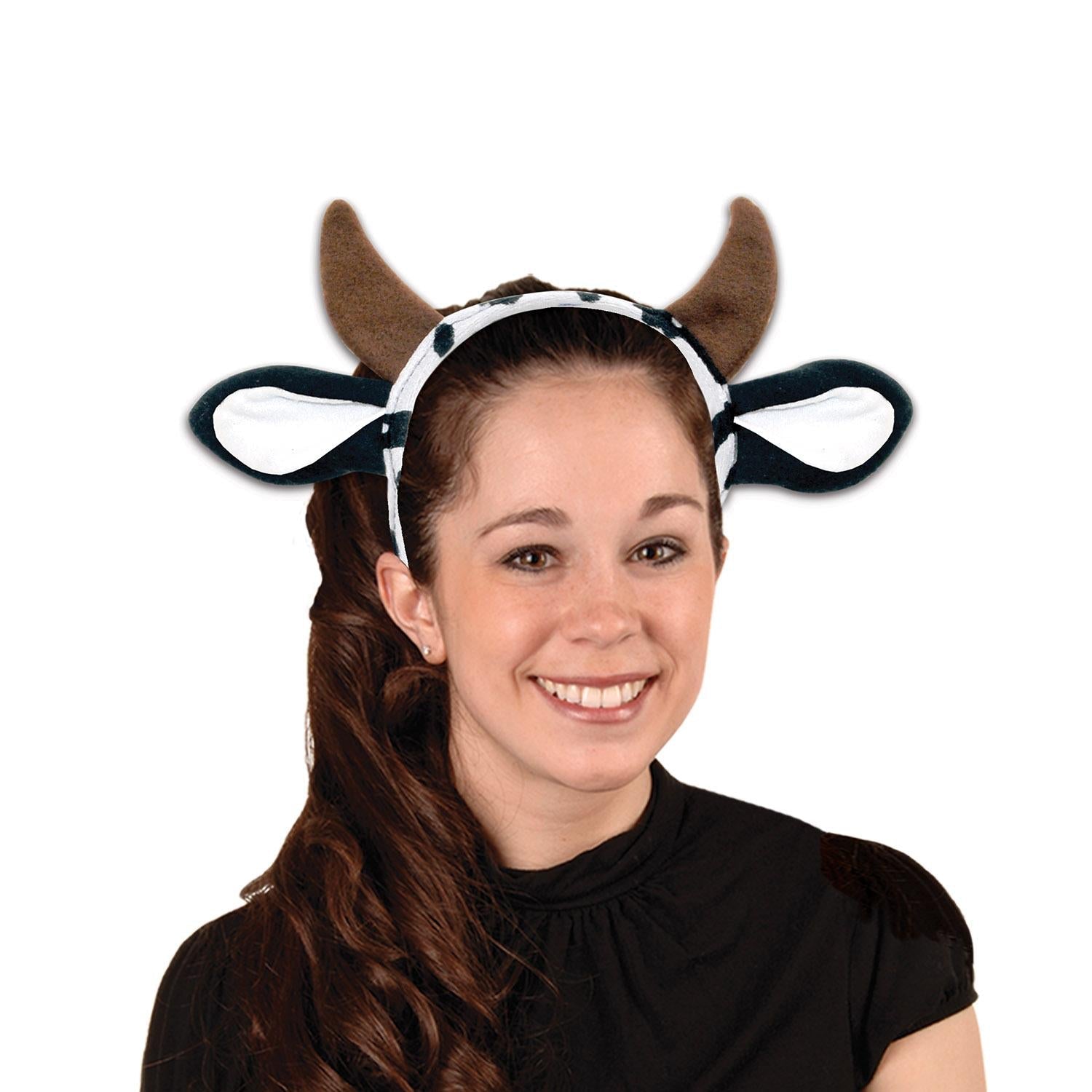 12 Pack Cow Headbands for Women & Men - Fun Farm Animal Costume Accessories for Halloween, Cosplay, and Themed Parties