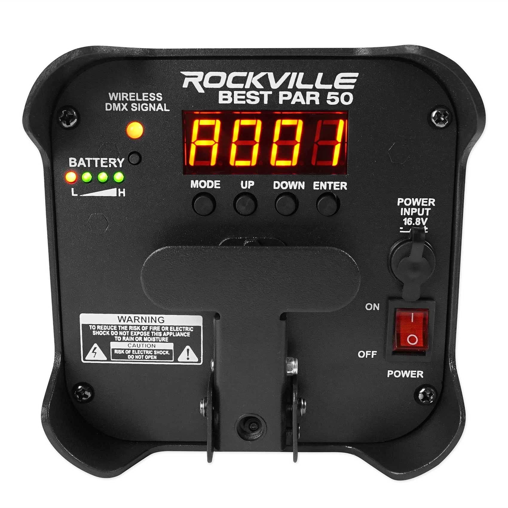 Rockville PAR 50 Rechargeable LED Wash Lights - Wireless DMX, RGBWA+UV, Includes Carrying Bag - Perfect for Stage Lighting, DJ Shows, and Live Events