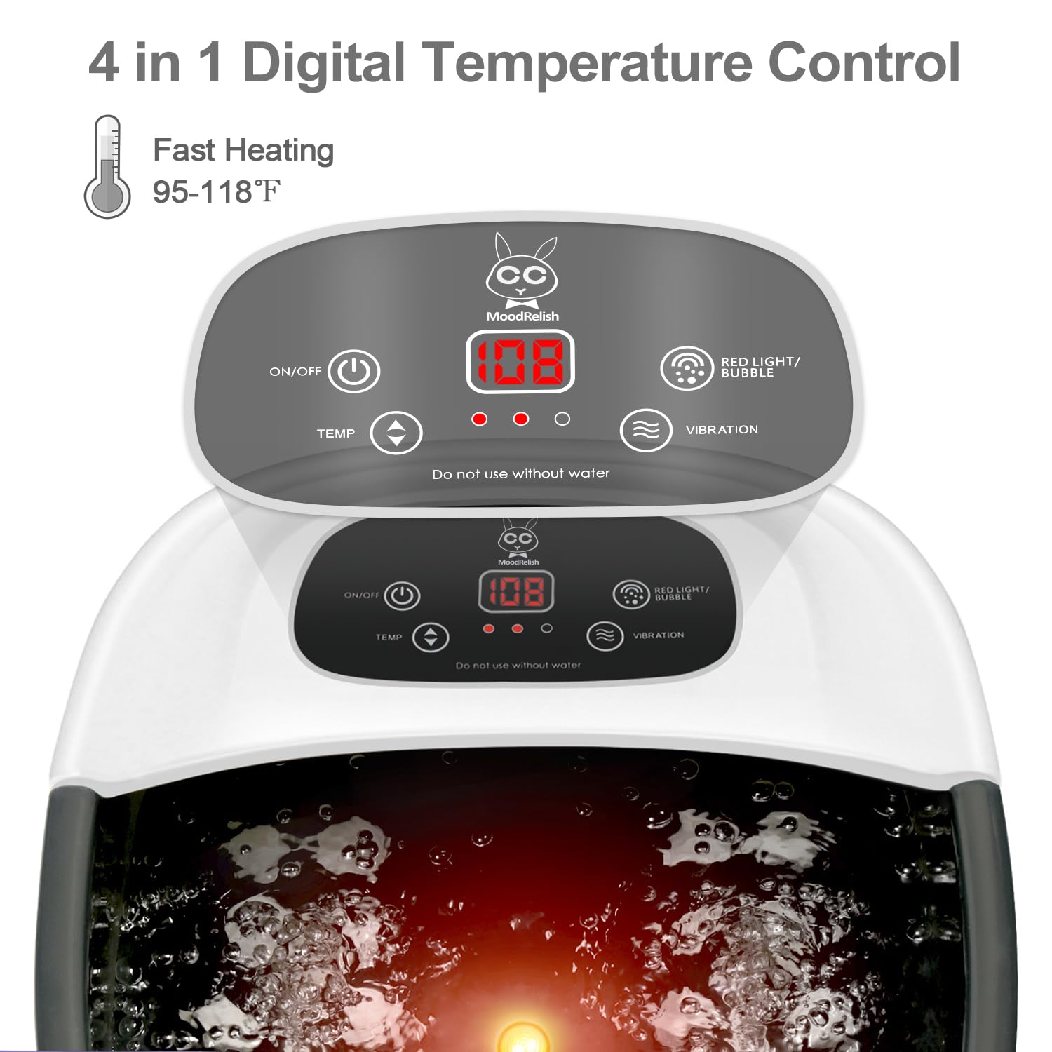Relaxing Foot Spa Massager with Heat, Bubbles & Vibration - 16oz Lavender Epsom Salt Included - 22 Rollers & Red Light Therapy - Adjustable Temperature for Home Spa & Pain Relief (Black) - Perfect for Stress Relief, Foot Care & Relaxation After Work