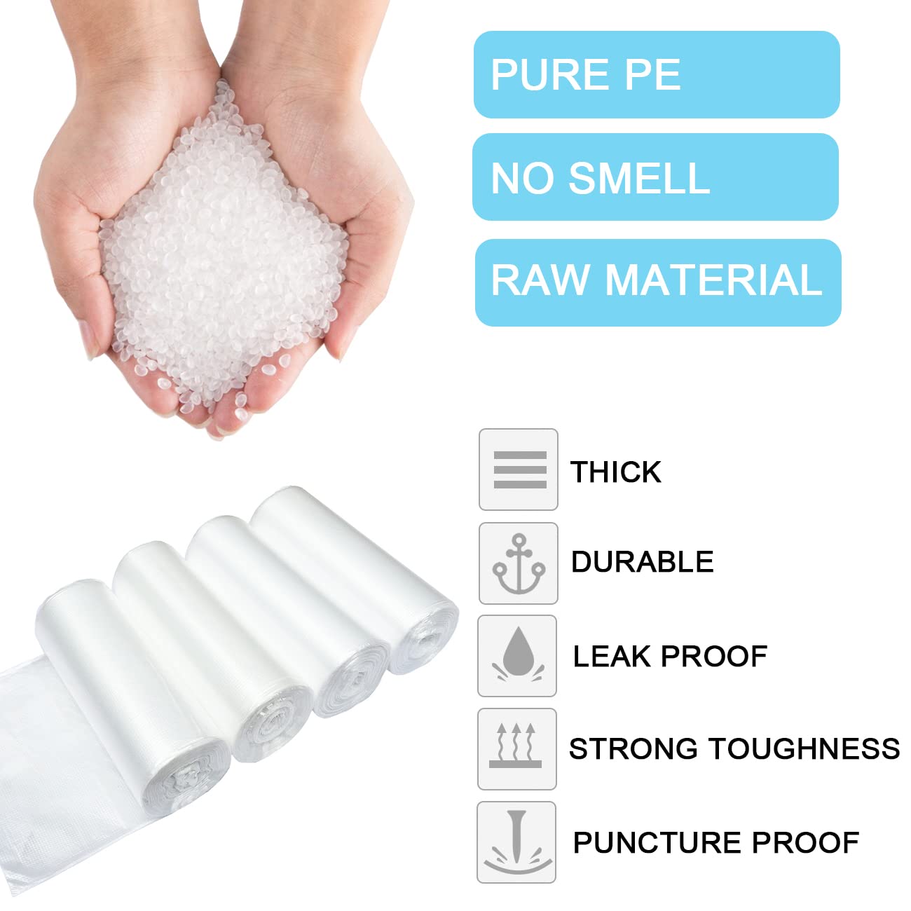 6 Gallon Small Clear Office Trash Bags - 100 Count Wastebasket Liners for Restroom, Home & Office Bins | Perfect for Desks, Bathrooms & Kitchen Waste Cans