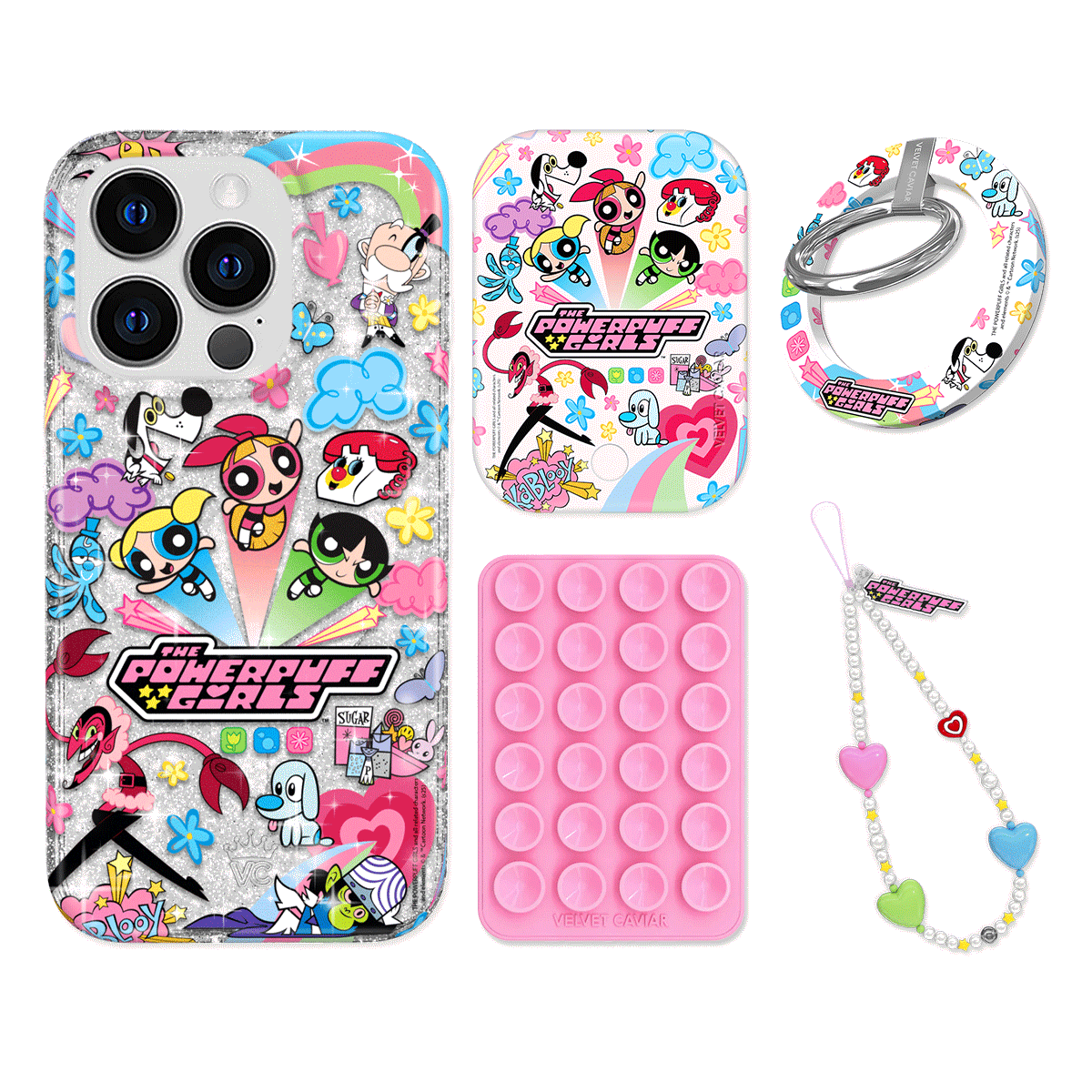 The Powerpuff Girls Girl Power iPhone Case Bundle Set with Grip - Cute Cartoon Character Phone Cover for Girls & Women - Perfect for School, Work, Travel & Everyday Use
