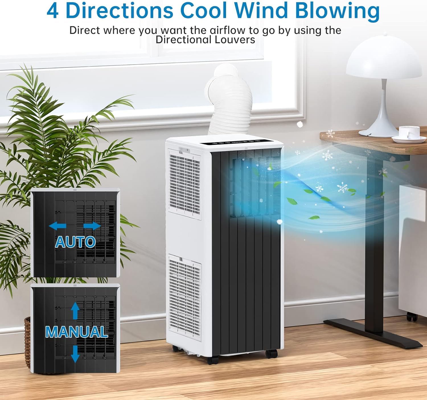 8000 BTU Portable Air Conditioner - 3-in-1 Cooling Unit with Dehumidifier & Fan for Rooms Up to 350 Sq.Ft | Includes Window Installation Kit, Remote Control & LED Display | Perfect for Home, Office, Dorm, Bedroom & Small Spaces | Energy Efficient Cooling with 24-Hour Timer