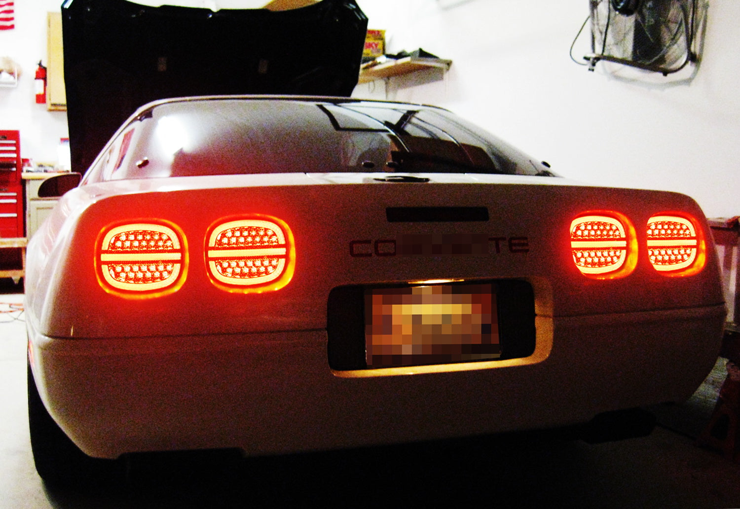 Clear Lens with Black Interior Full LED Halo/Laser Tail Lights for 1990-1996 C4 Corvette - High-Performance Lighting Upgrade for Night Driving & Car Shows