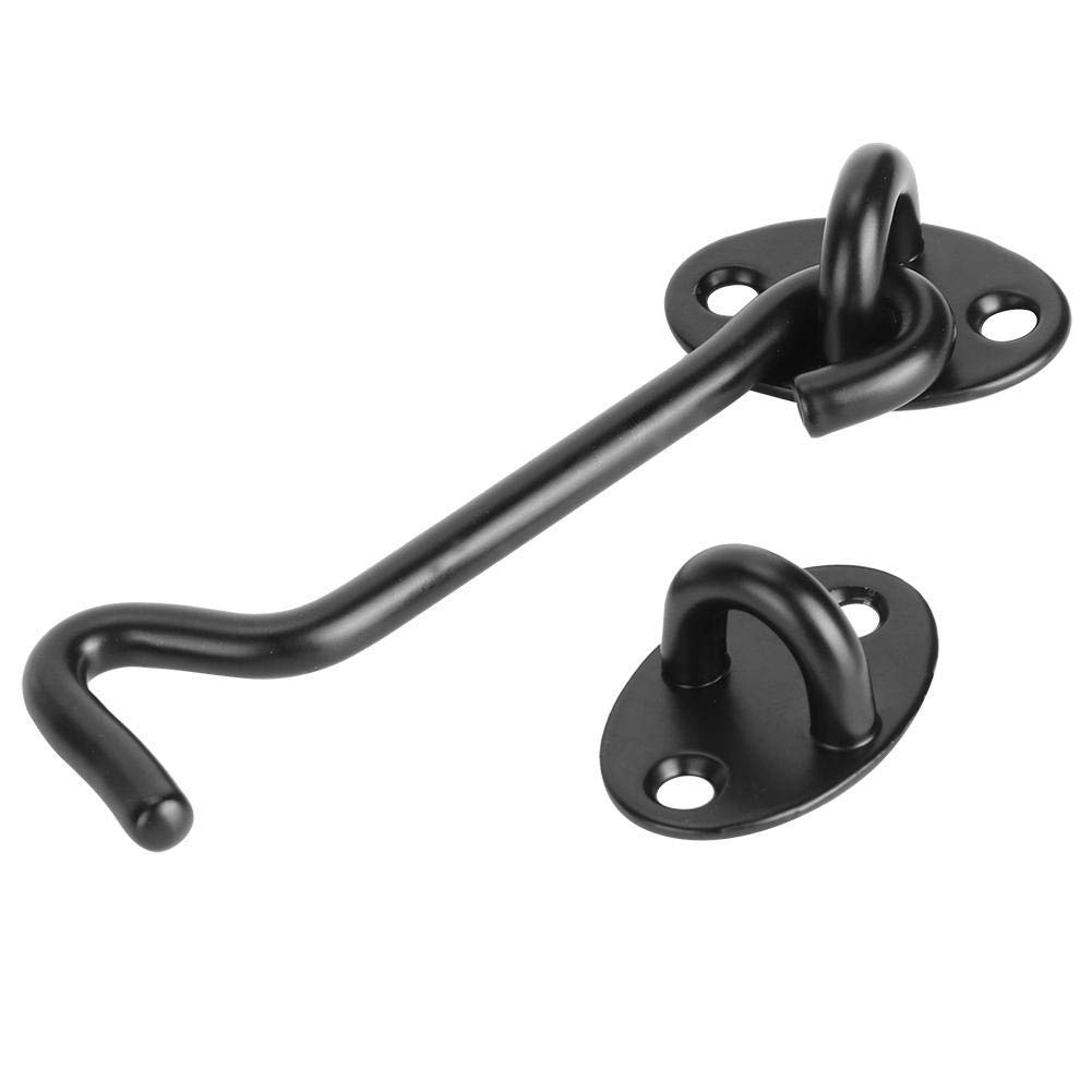 Stainless Steel Door Window Latch & Cabin Hook Kit - Heavy Duty Black Hardware Accessory for Home Security (Perfect for Sheds, Gates, and Interior Doors)