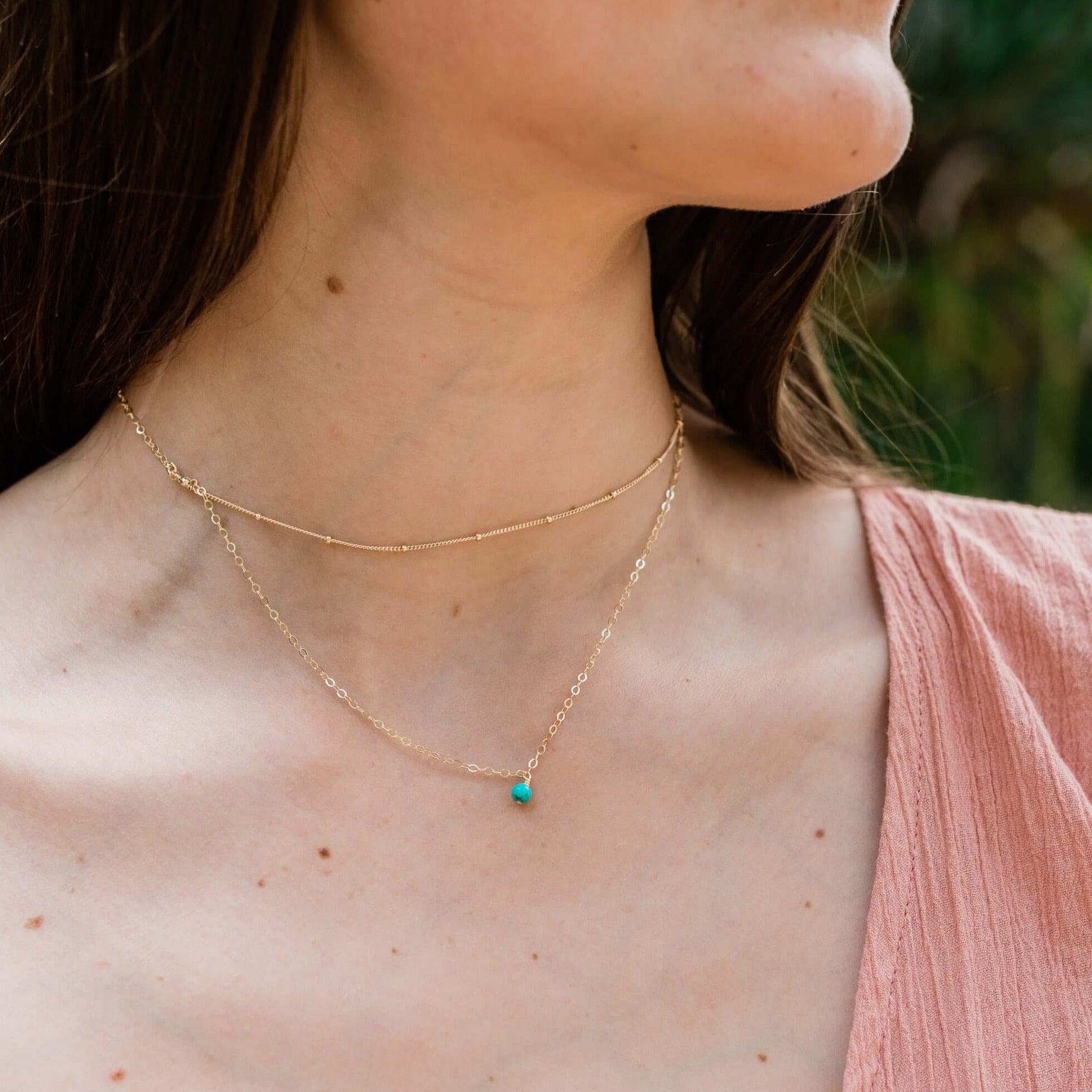 Turquoise Gemstone Layered Choker Necklace for Women | Bohemian Style Beaded Chain Jewelry | Perfect for Festivals, Weddings & Everyday Wear