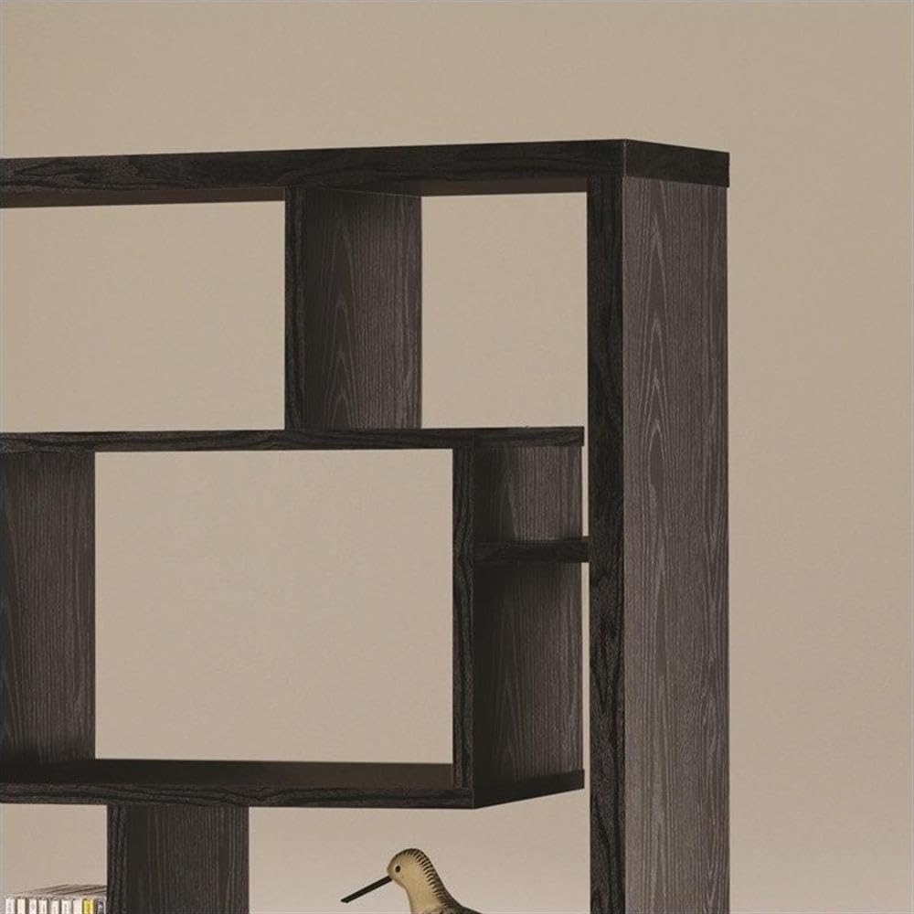 Allora Modern Asymmetrical Cube Bookcase - Black Wooden Bookshelf for Living Room, Office & Bedroom Storage