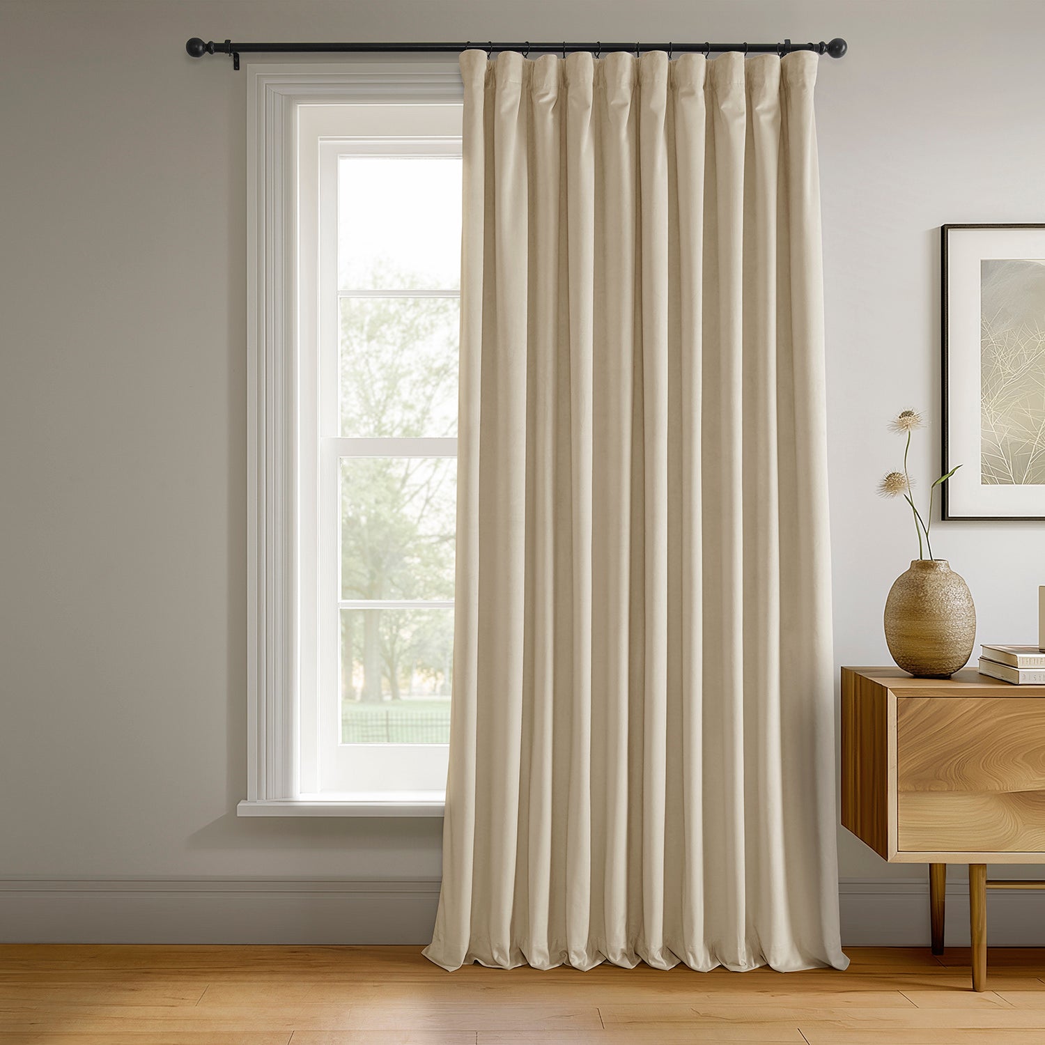 Luxury Ivory Signature Extra Wide Blackout Curtains - Thermal Insulated Velvet Drapes for Bedroom & Living Room | Noise Reducing Window Treatments for Better Sleep & Privacy