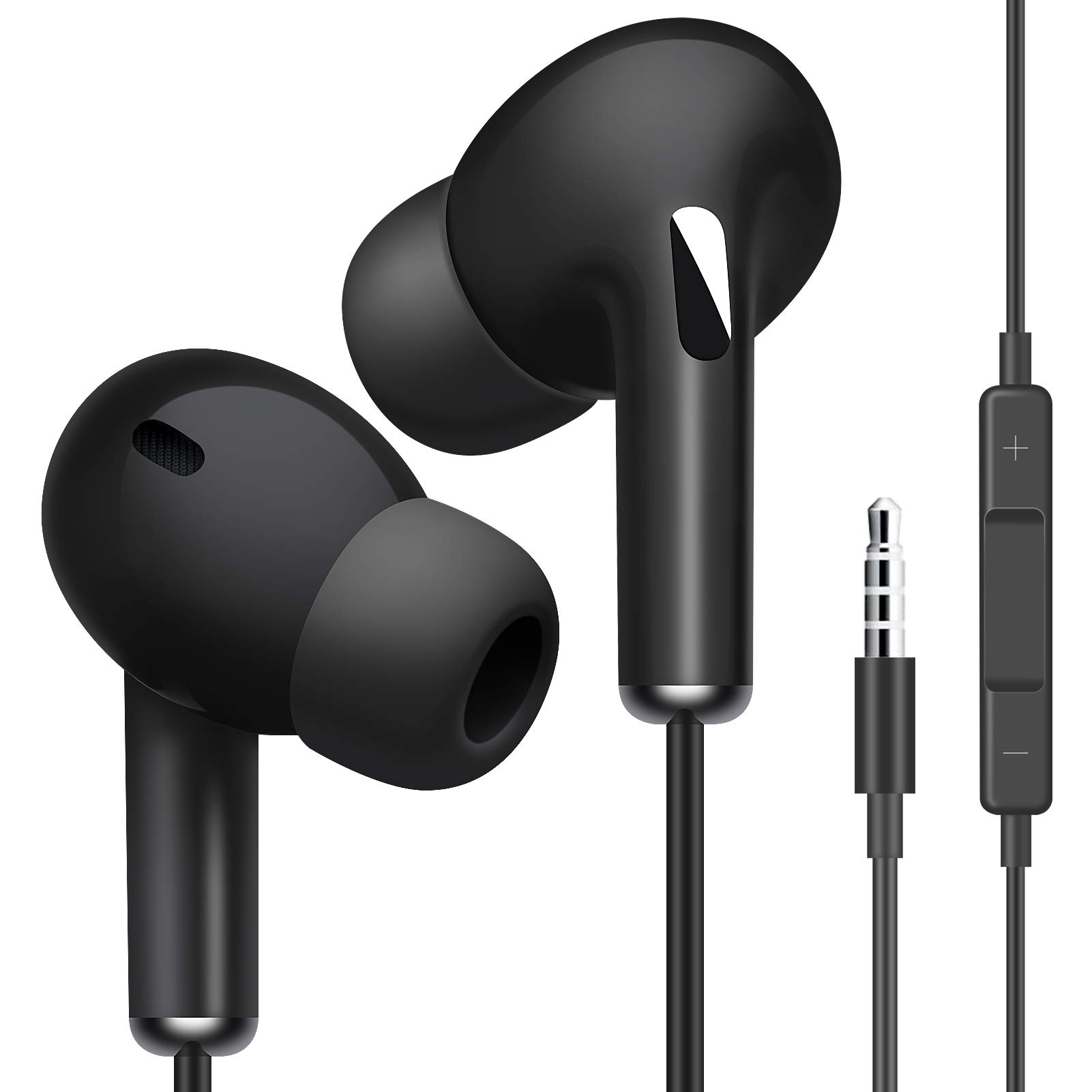 Premium Wired Earbuds with Deep Bass & Noise Isolation - for iPhone, Samsung & More (Black) - Perfect for Commuting & Workouts