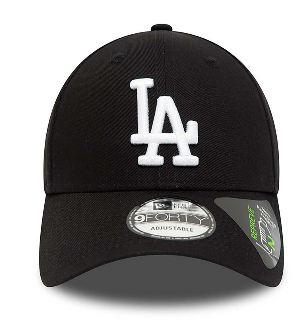 Los Angeles Dodgers New Era 9Forty League Essential Repreve Black Baseball Cap - Adjustable Snapback Hat for Men & Women - Perfect for Baseball Games, Streetwear Fashion & Sports Fans