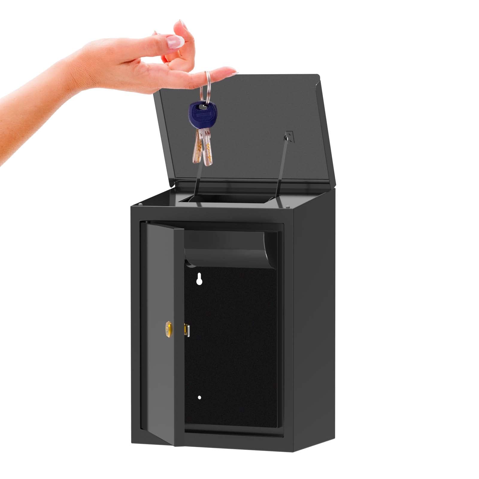 Heavy-Duty Outdoor Key Drop Box - Wall Mounted Secure Key Return Box with Anti-Theft & Waterproof Design (6x10x14 Inch) - Perfect for Hotels, Car Rentals, Vacation Homes & Property Management