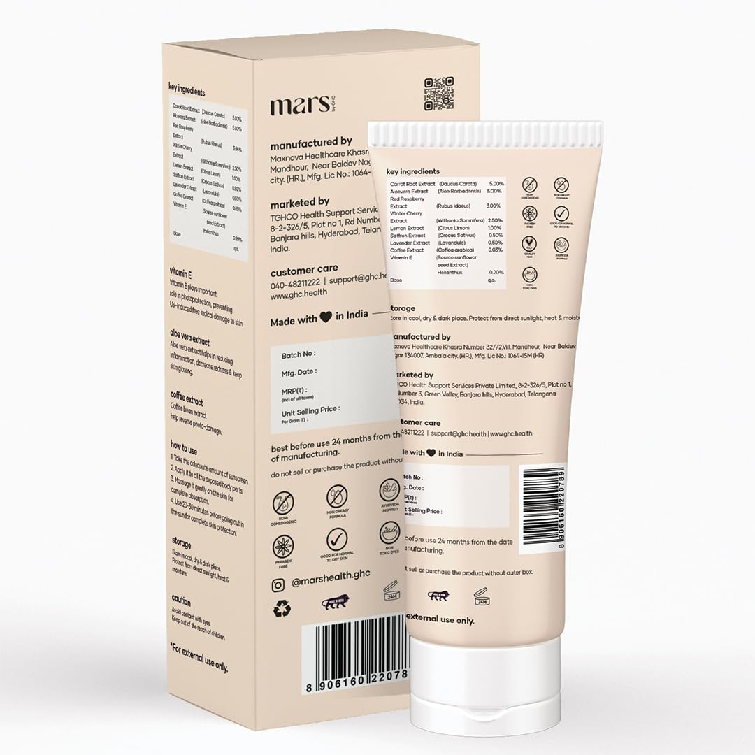 GHC Broad Spectrum SPF 50 Sunscreen Cream - UVA/UVB Protection, Anti-Pollution, No White Cast, Vegan & Cruelty-Free (50g) | Daily Face Moisturizer for Outdoor Activities, Beach & Travel