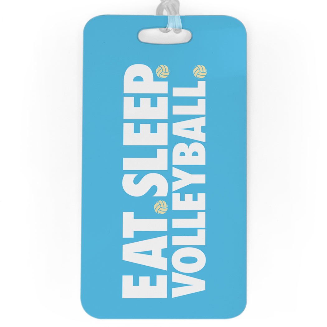 Custom Volleyball Luggage Tag - Personalized Eat Sleep Volleyball Design with Large Info Panel - Perfect for Travel, Sports Tournaments & Team Gifts (Carolina Style)