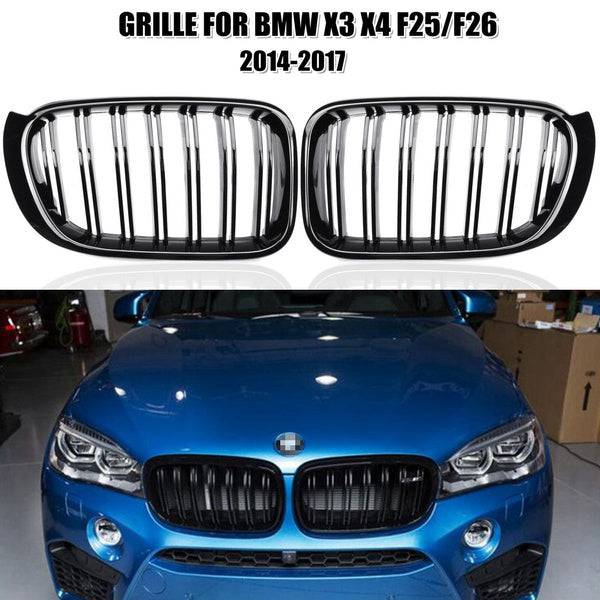 2015-2017 BMW X3 F25 & X4 F26 Front Kidney Grille - Gloss Black Double Spoke Design - Perfect Upgrade for Enhanced Style & Performance - Fits All Driving Conditions