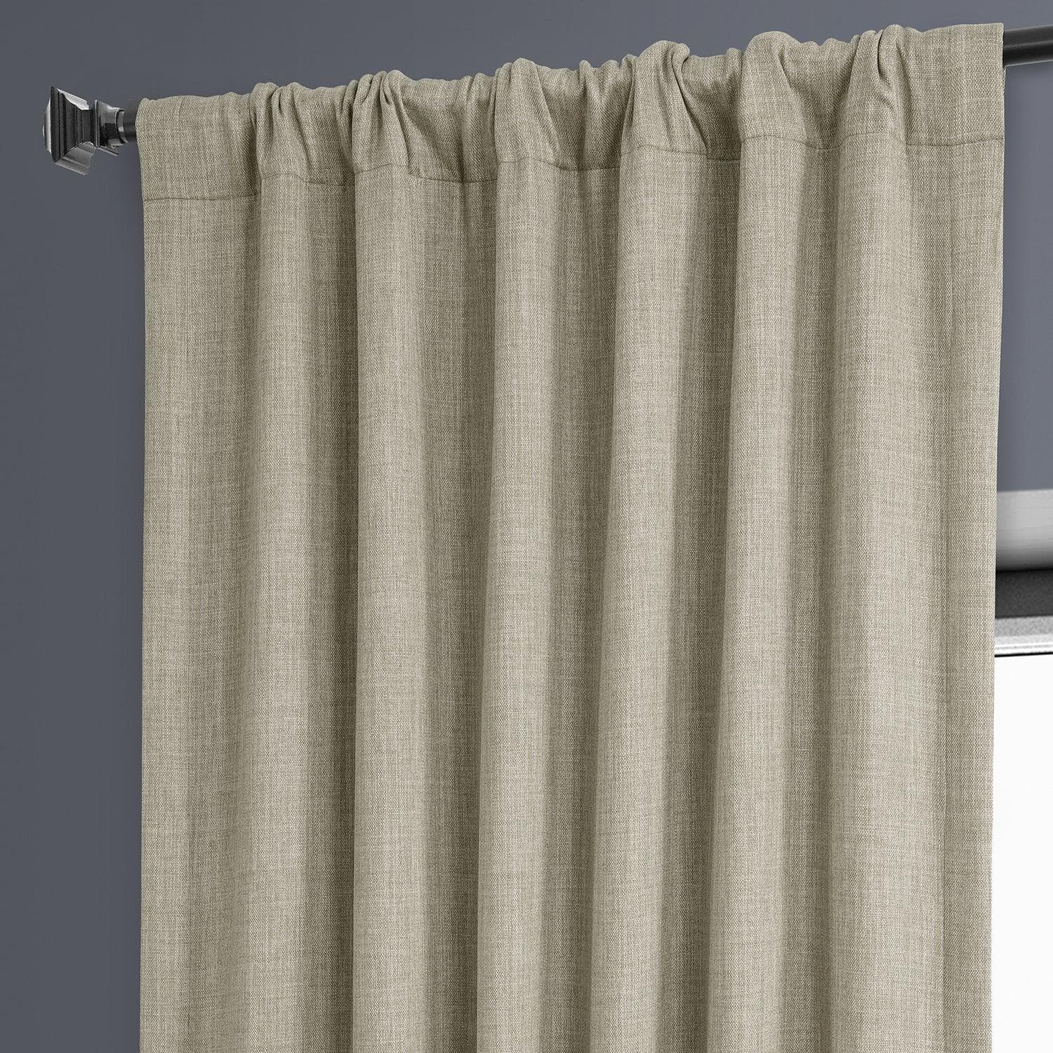Oatmeal Textured Faux Linen Blackout Curtains for Bedroom - Thermal Insulated Window Drapes for Living Room & Nursery
