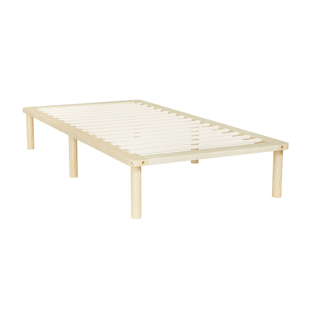 Minimalist Single Wooden Bed Frame - Solid Pine Wood Platform Bed for Small Spaces | Perfect for Studio Apartments, Dorms & Guest Rooms