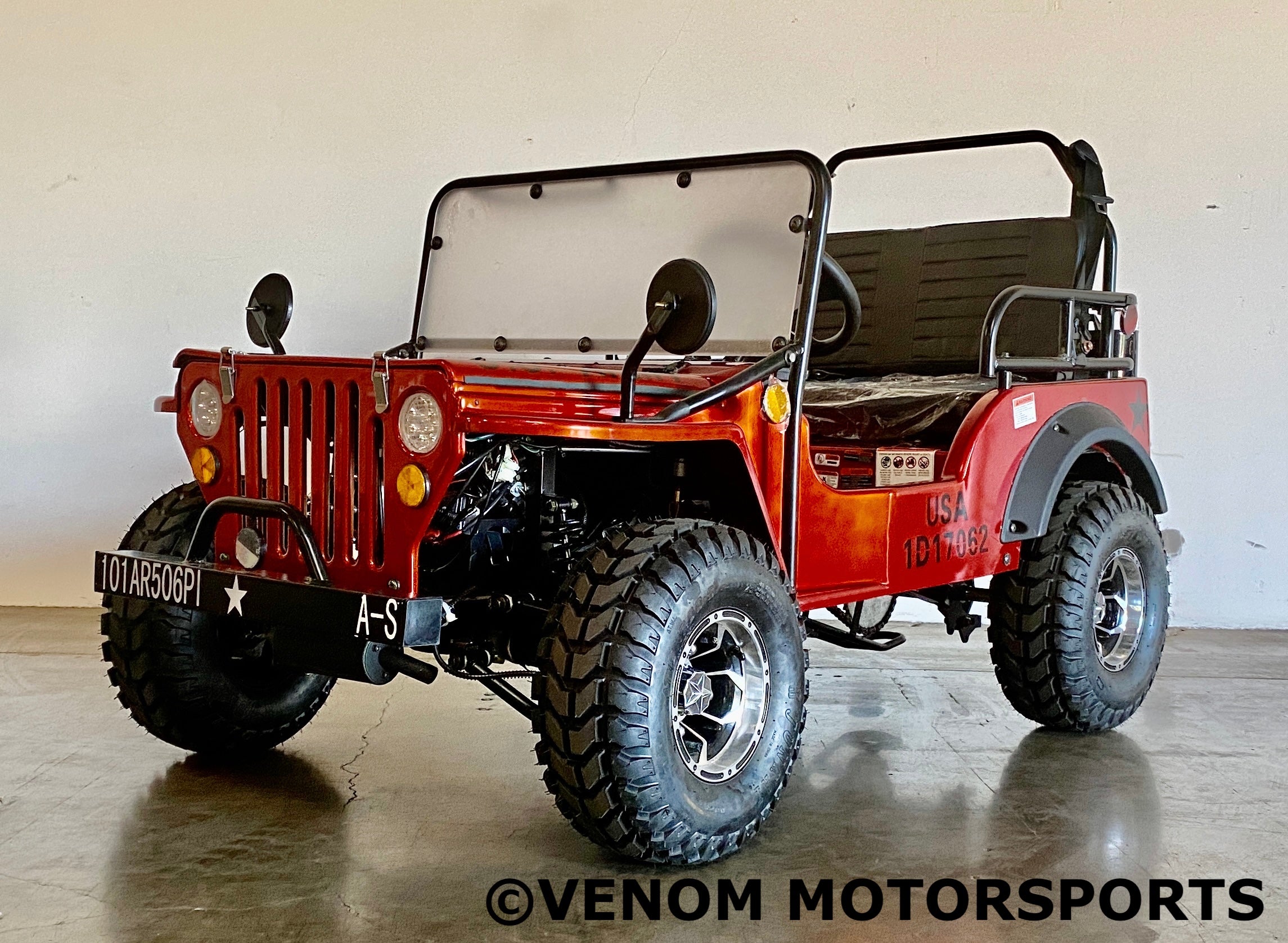 Venom Mini Jeep 125cc 2-Seater Off-Road Vehicle - Willys Edition with 3-Speed Transmission | Perfect for Kids & Adults, Backyard Adventure, Camping & Trail Riding