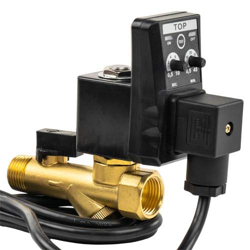 Automatic Electronic Timed Air Tank Water Moisture Drain Valve with Strainer for Air Compressor - Perfect for Workshop, Garage & Industrial Use