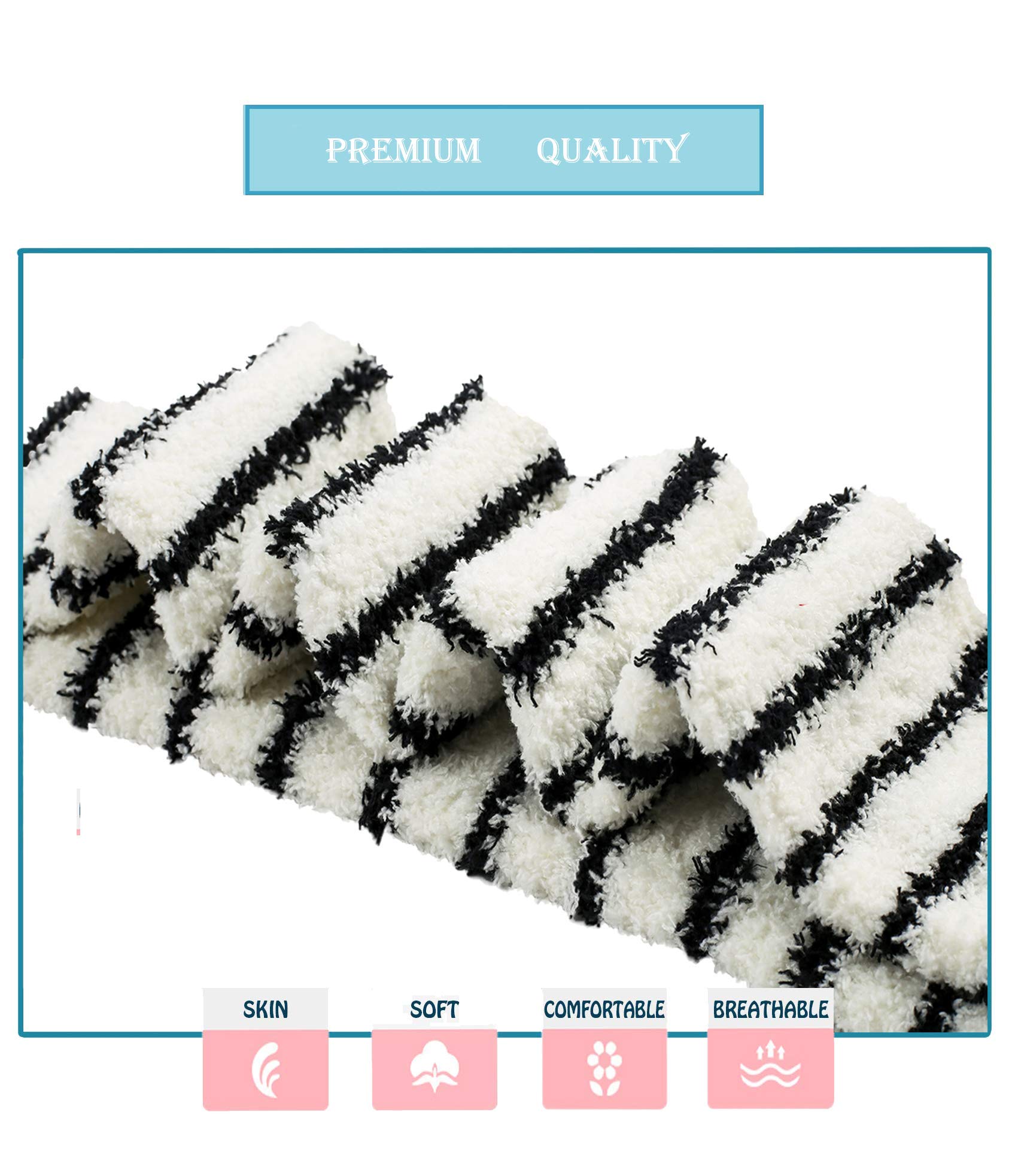 Wander G Women's Over Knee High Fuzzy Socks - Cute Cartoon Thigh High Stockings, Warm Striped Leg Warmers for Winter, Christmas Gifts, Lounge & Home Comfort
