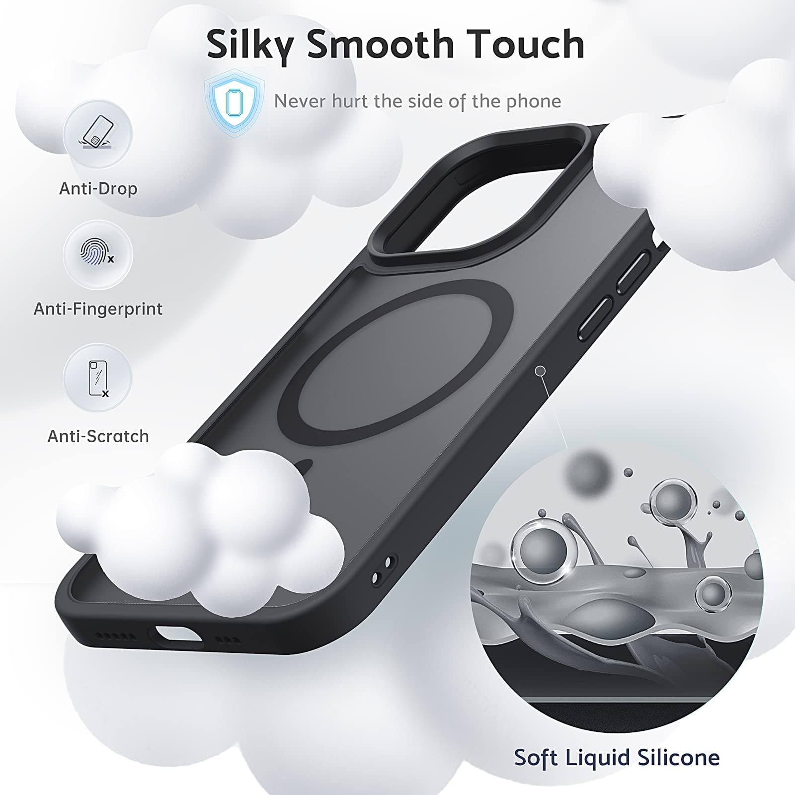 Anqrp MagSafe Compatible iPhone 13 Pro Case - Slim Soft Silicone Protective Cover with Anti-Scratch Design for 6.1 Inch iPhone 13 Pro (Black) | Perfect for Everyday Use, Office & Travel Protection