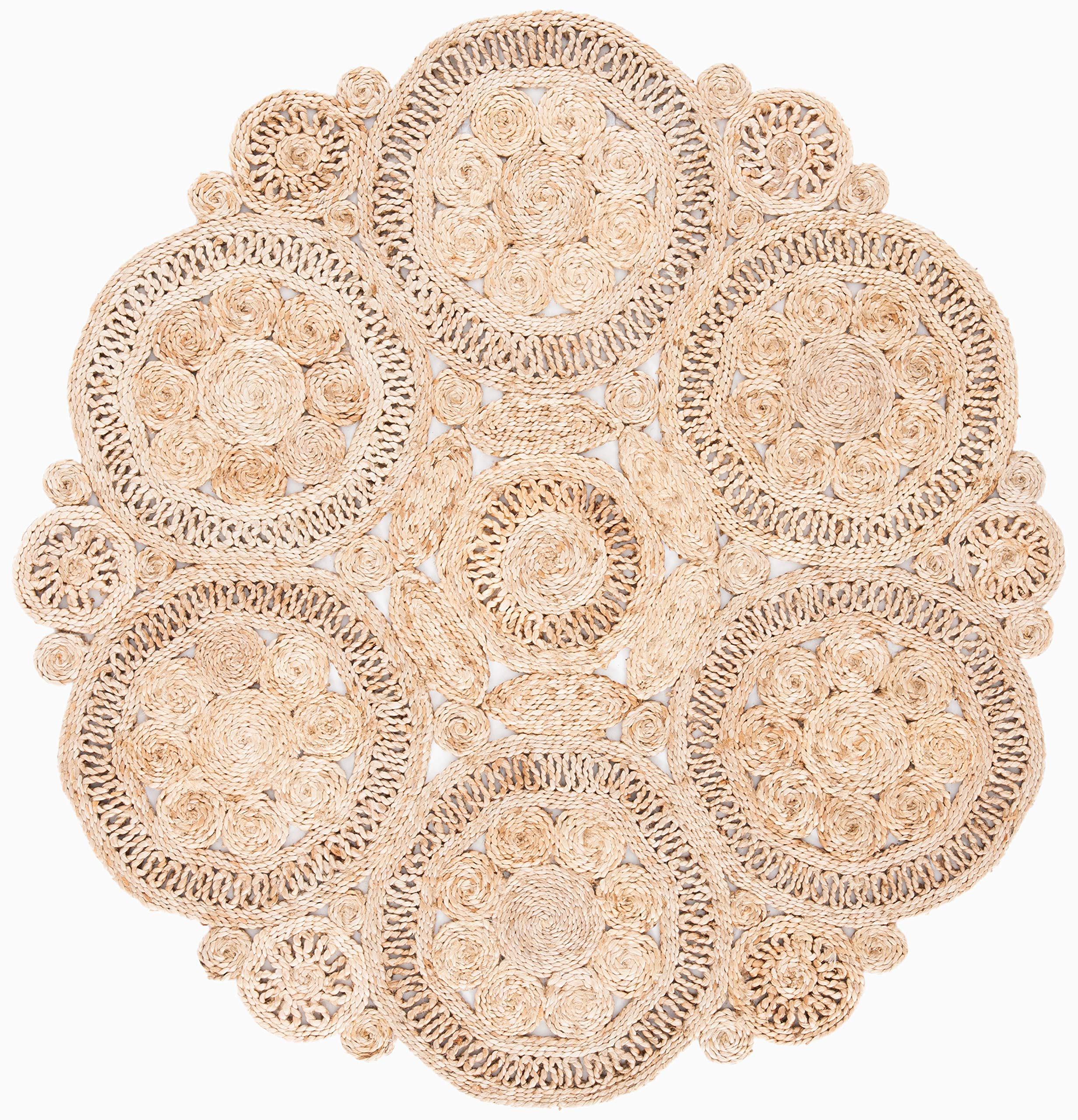 SAFAVIEH Natural Fiber Collection Handmade Jute Area Rug - 7' Round, Boho Farmhouse Style, Durable for High Traffic Areas | Perfect for Living Room, Bedroom, Dining Room & Home Decor