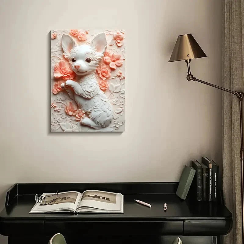 Heart Blossoms Painting - 'Jack The Puppy' 40x60cm Metal Print Wall Art - Ready to Hang for Living Room, Bedroom & Office Decor
