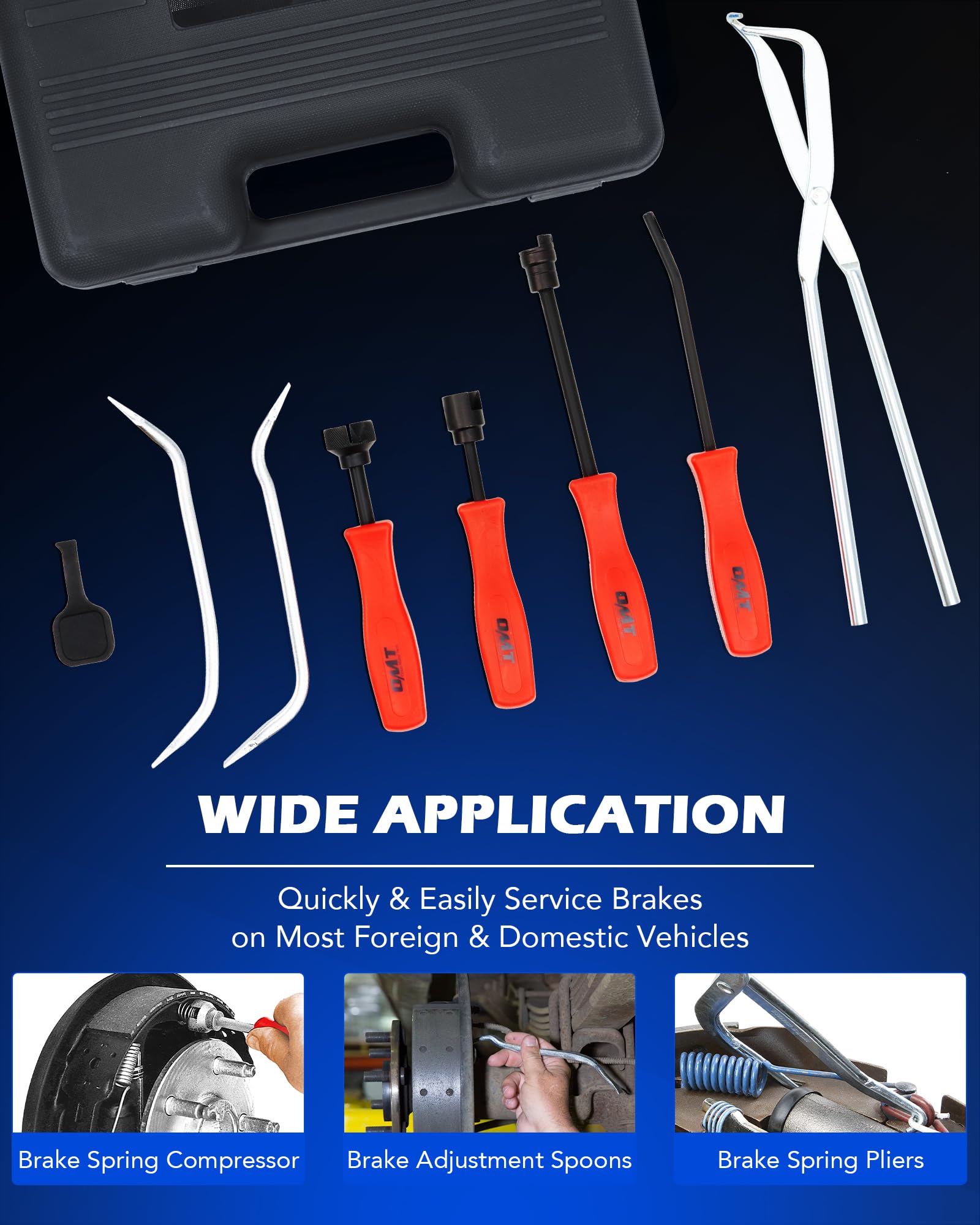 Orion Motor Tech 32-Piece Dual Brake Tool Set - 2-in-1 Disc Brake Caliper & Drum Brake Kit with Spring Pliers, Installer, Remover & Adjuster - Perfect for Car, Truck & Motorcycle Brake Repair & Maintenance