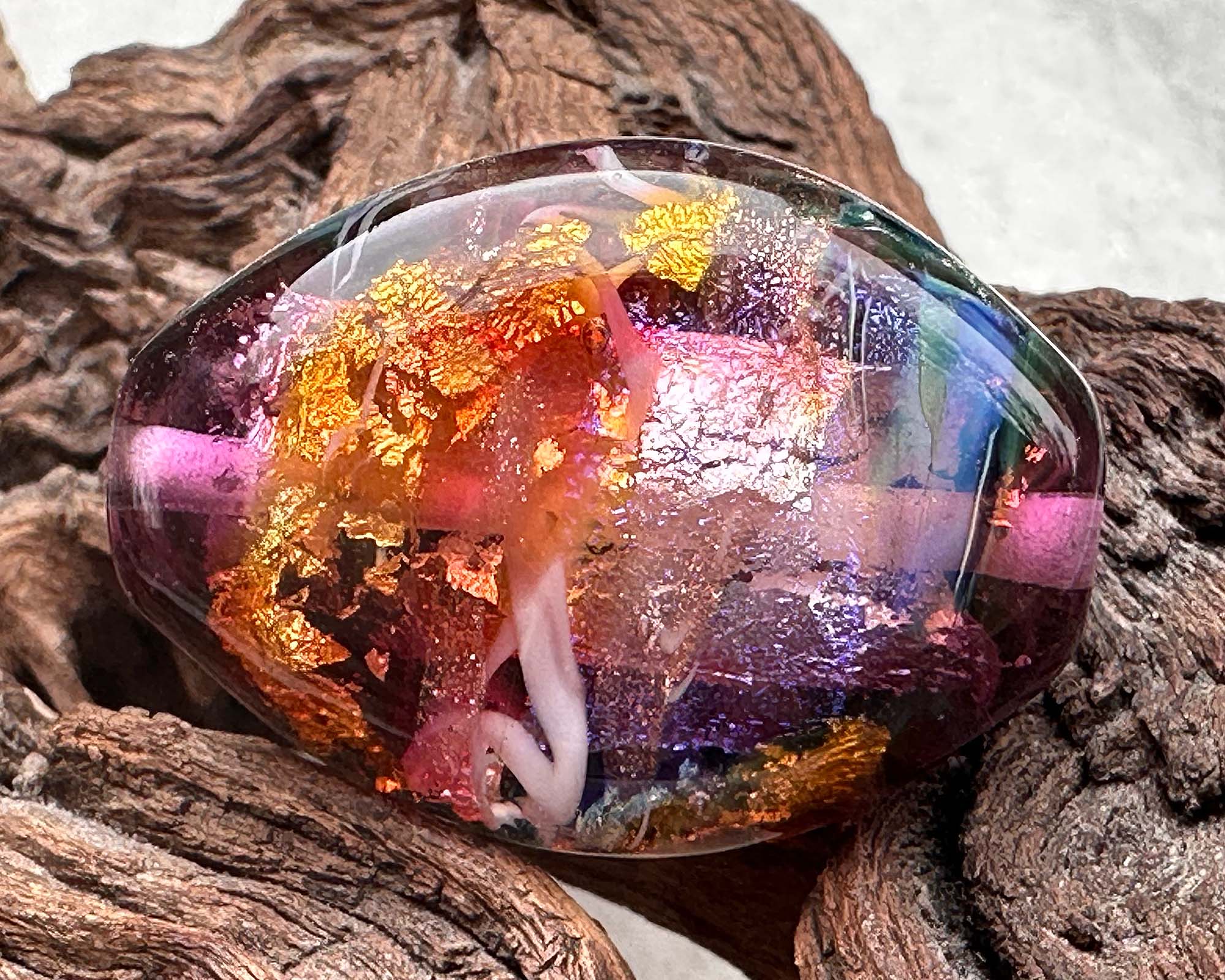 Handmade Purple Shimmer Lampwork Glass Focal Bead for Jewelry Making - DIY Necklace, Bracelet & Earrings Crafting Supplies - Perfect for Beaders and Artisans