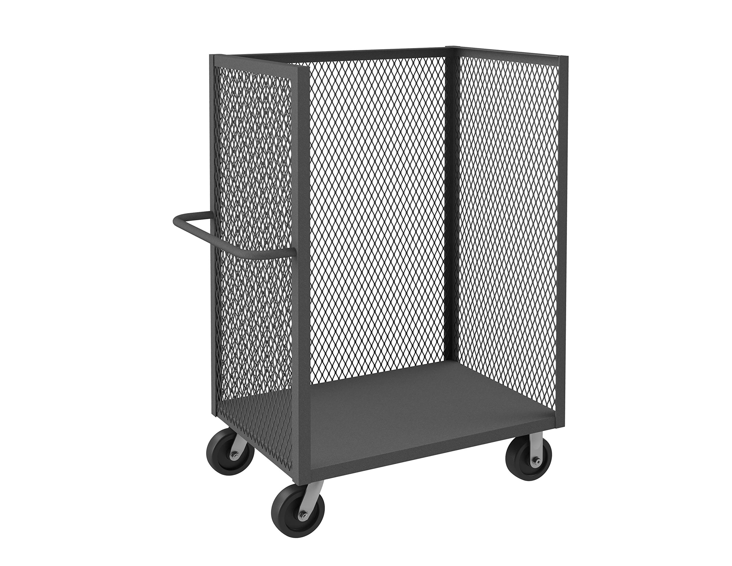 Durham 3ST-EX3648-95 Heavy Duty 3-Sided Mesh Utility Cart with 1 Shelf - Perfect for Warehouse, Garage, and Office Organization