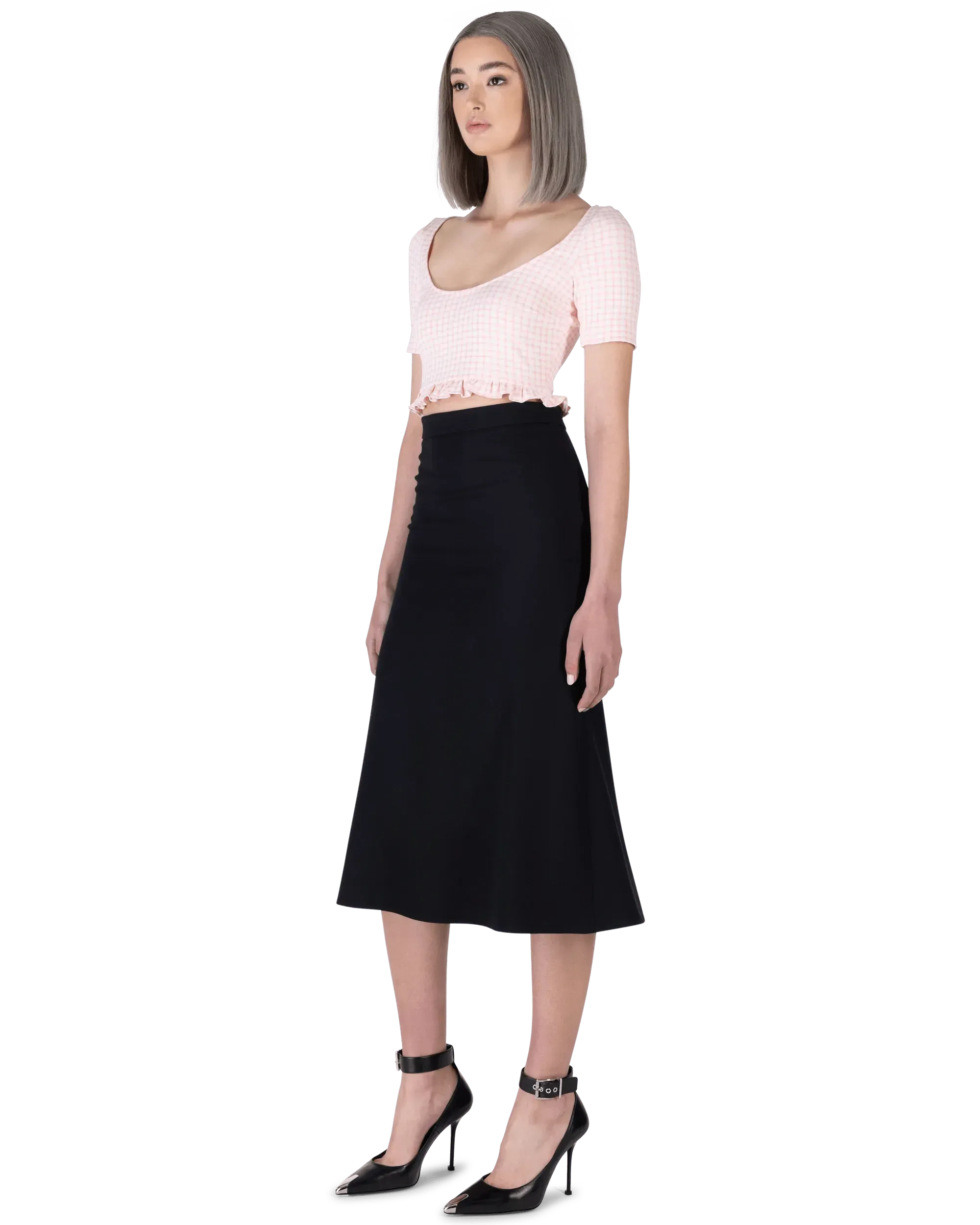Checkered Crop Top Blouse for Women - Stylish Summer Fashion Top for Casual Outings, Beachwear & Street Style