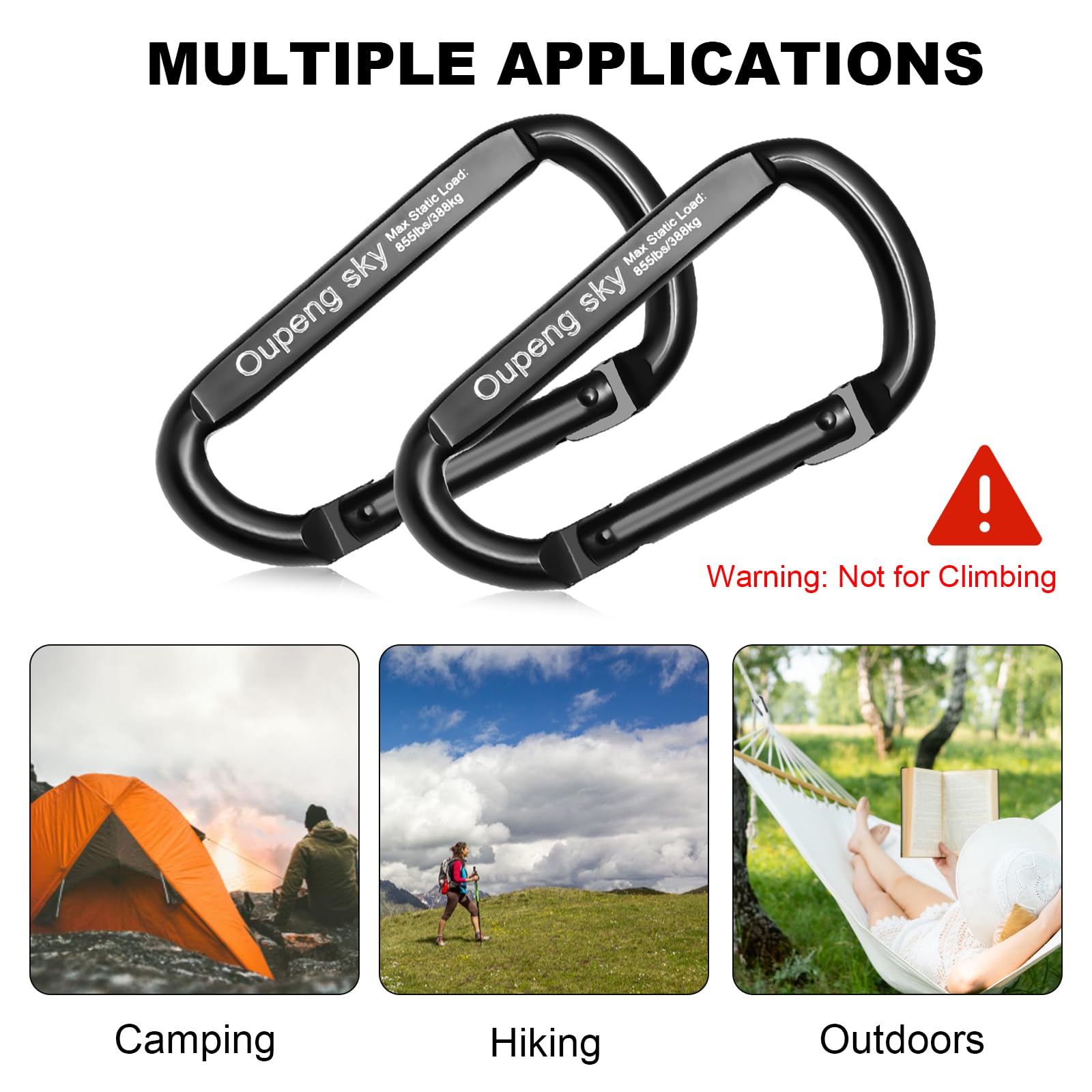 Heavy Duty 855lbs Carabiner Clip - 3