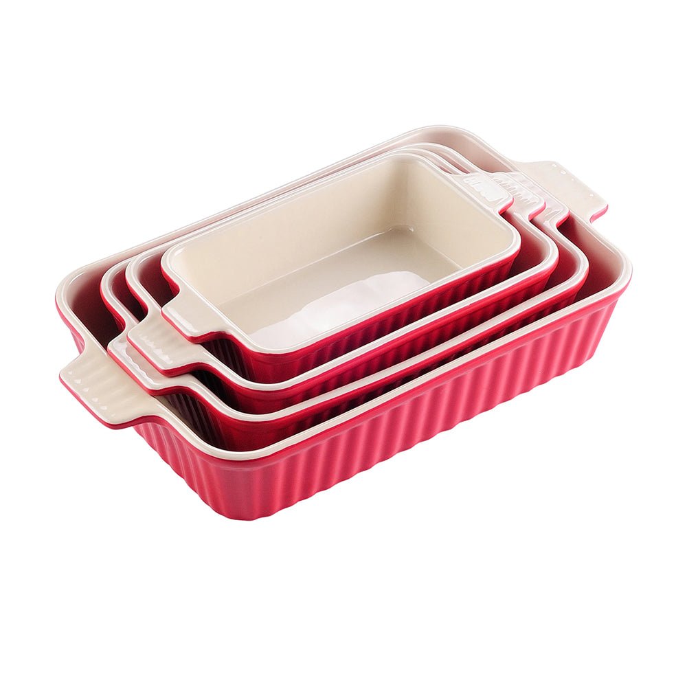 Oksana 4-Piece Rectangular Baking Dish Set - Durable Ceramic Bakeware for Casseroles, Lasagna, Brownies & More | Perfect for Oven, Microwave & Dishwasher