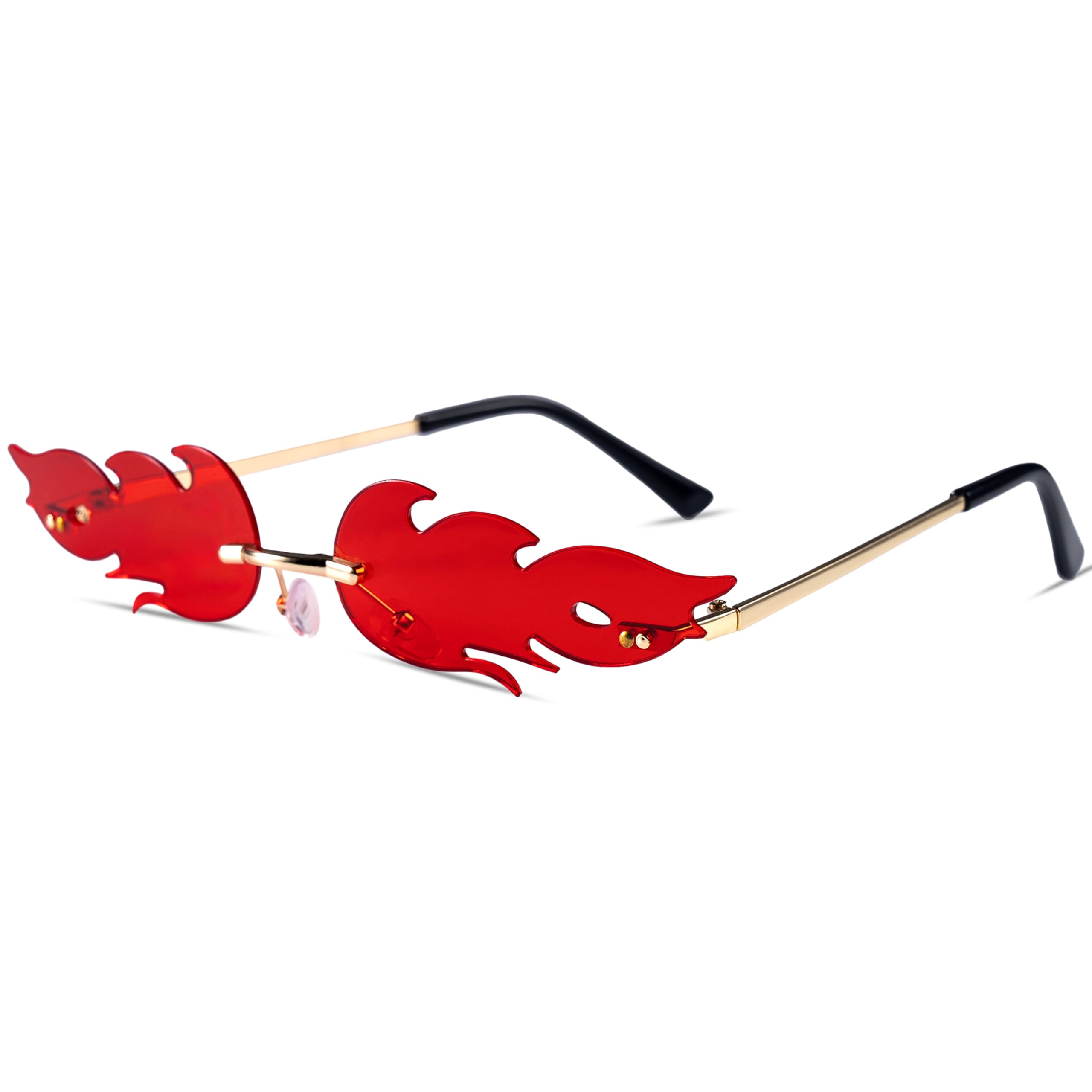 Spooktacular Creations Halloween Flame Glasses - Rimless Goth Sunglasses for Women, Men & Kids - Colorful Fire Shaped Eyewear for Costume Parties, Cosplay & Halloween Events