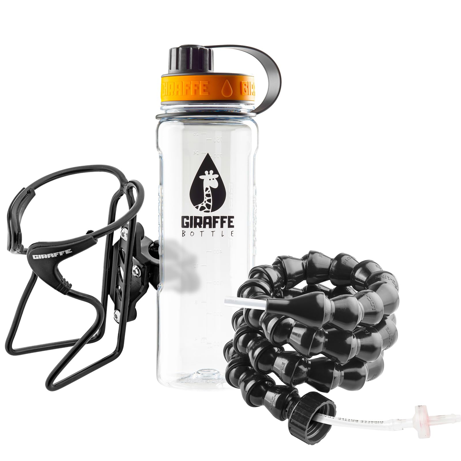 Hands-Free Drinking System with 30 Inch Tube & Bottle Holder - Clear Giraffe Water Bottle for Hiking, Running, and Outdoor Activities